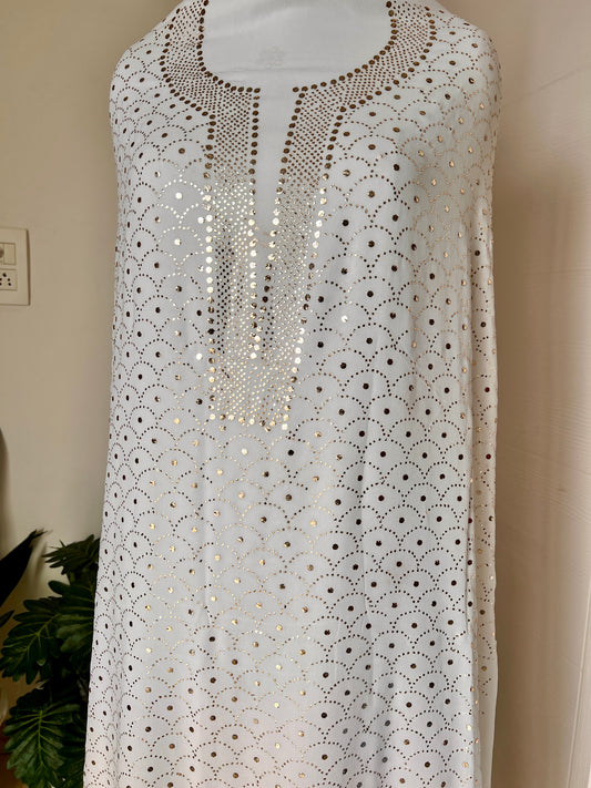 White heavy Mukaish Work Kurta and Dupatta Set