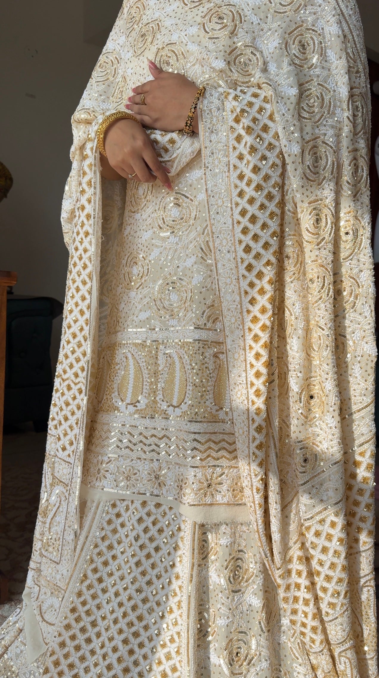 Masterpiece Gulaab Chikankari Sequins Wedding Lehenga
