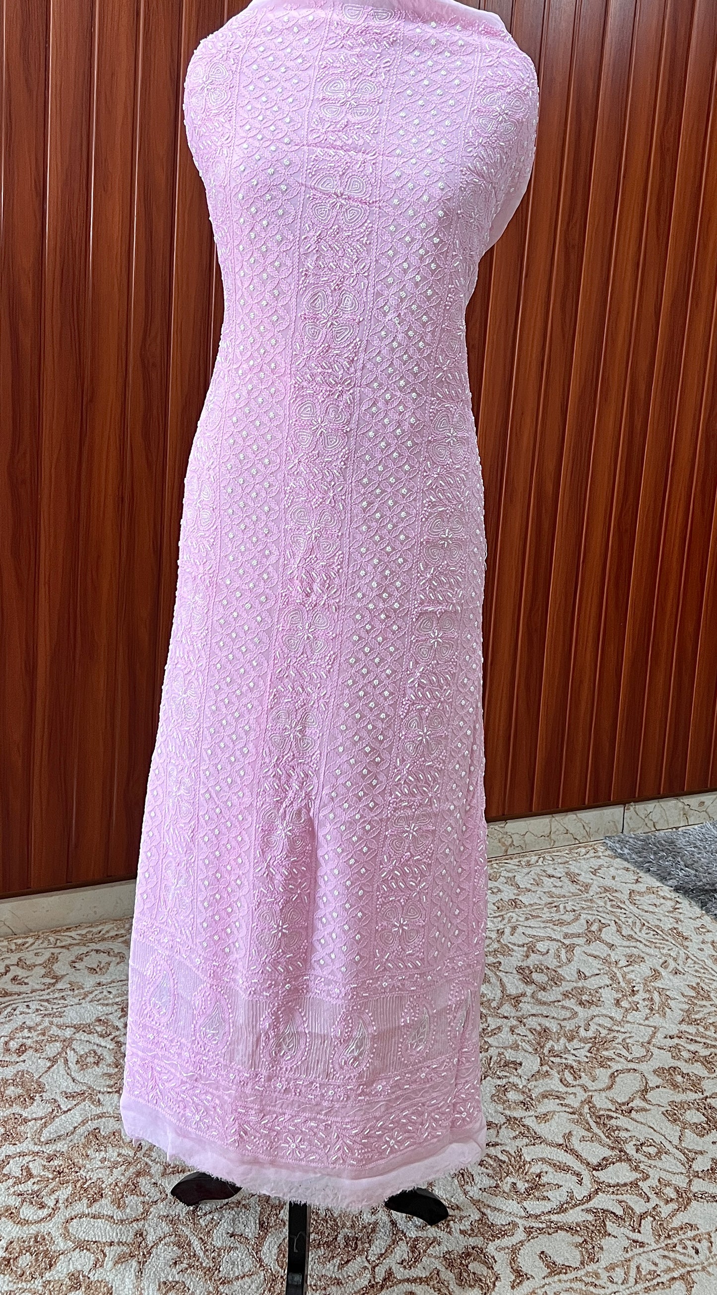 Rose Pink Chikankari Pearl work Full Suit