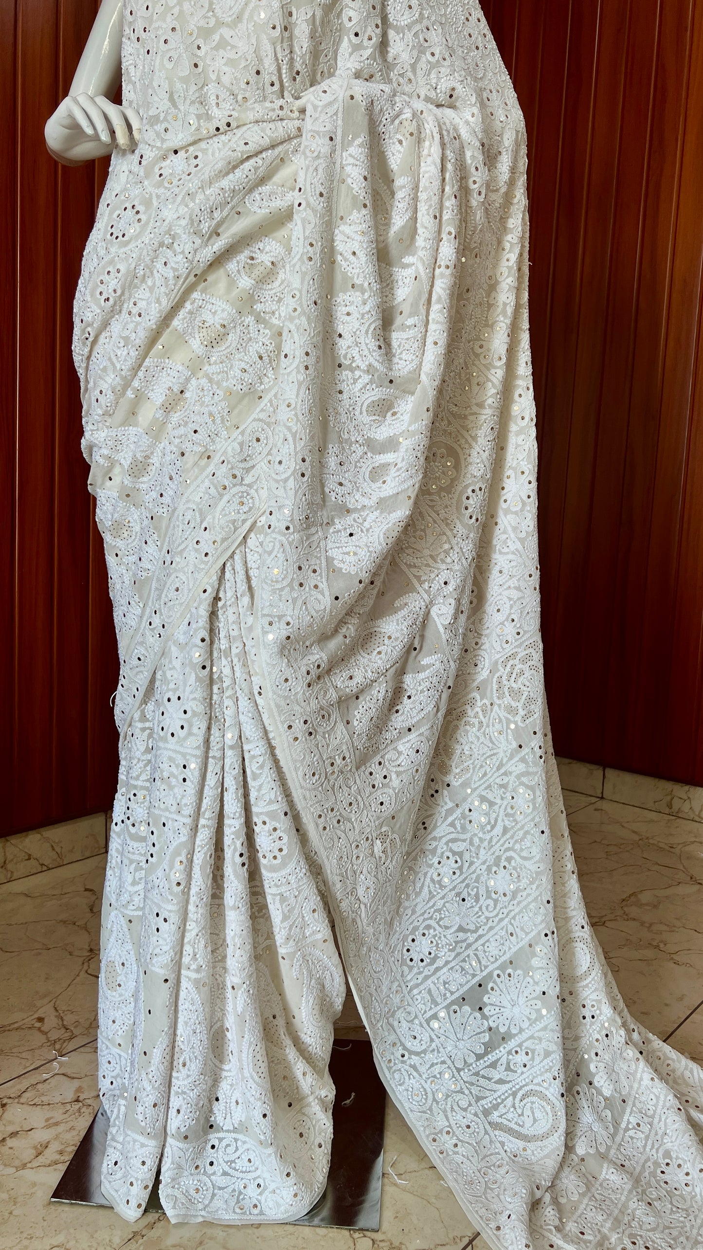 Ruhani Allover Chikankari and Mukaish Saree