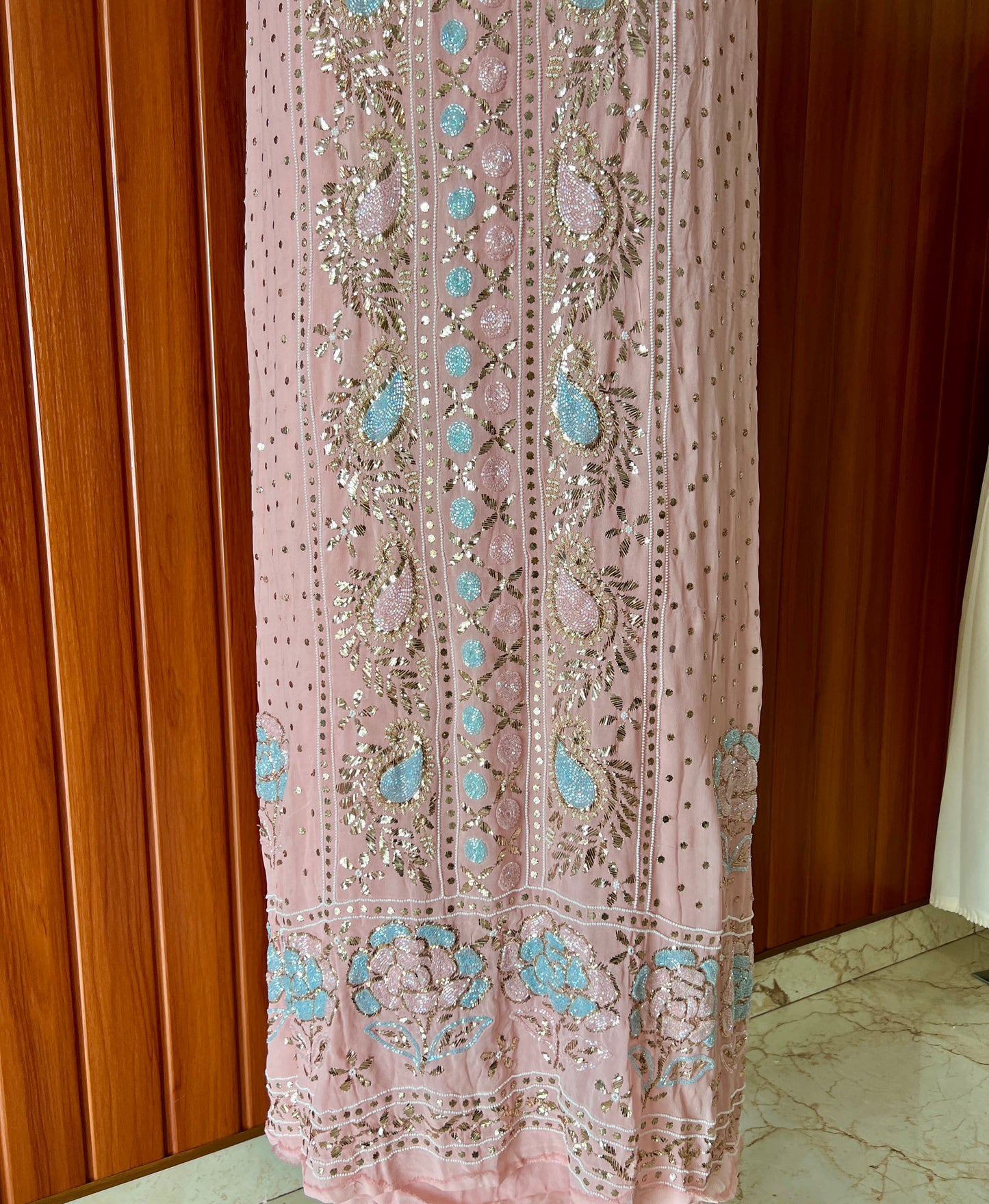 Ruhani Old Rose Mukaish and Cut dana Embroidered Kurta & Dupatta Set