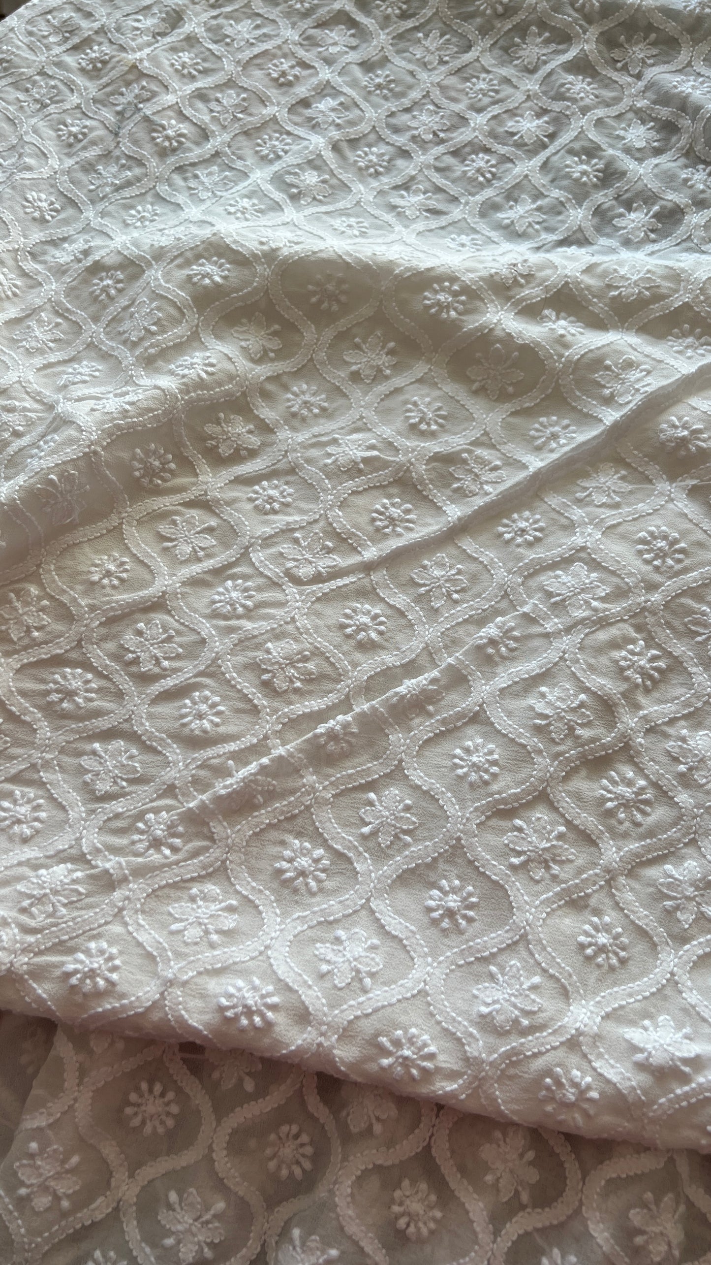 Ivory Allover Chikankari Men's Kurta Fabric