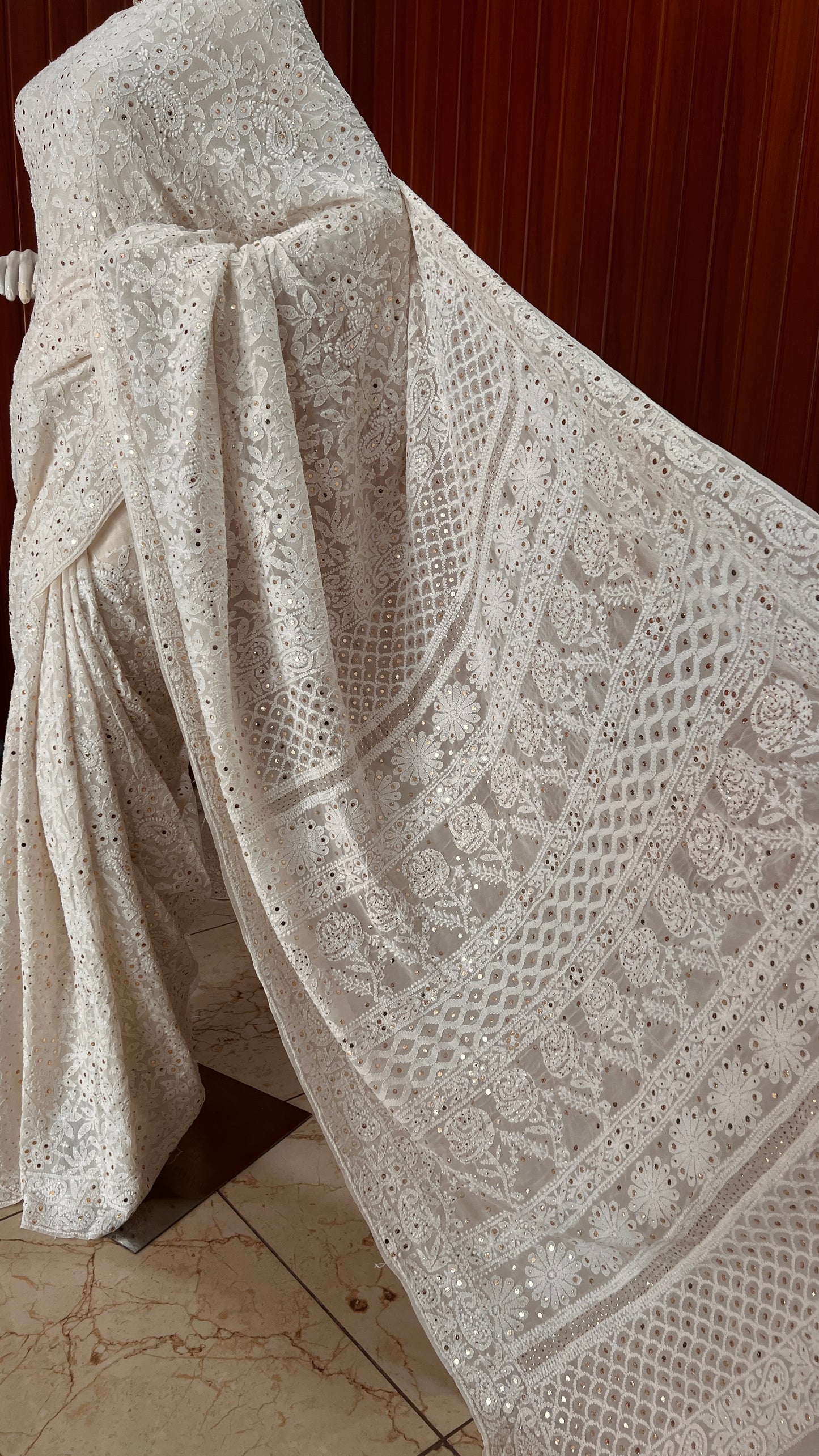 Ruhani Allover Chikankari and Mukaish Saree