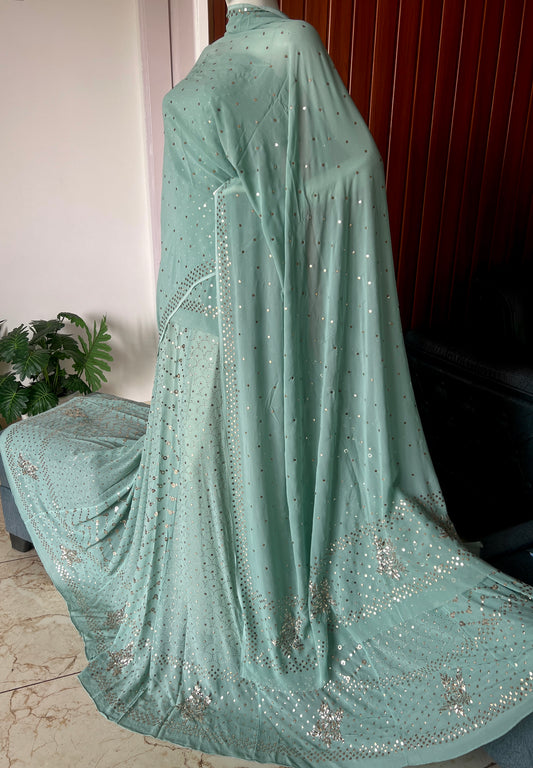 Ruhani Sage Green Allover Mukaish Lehenga Set