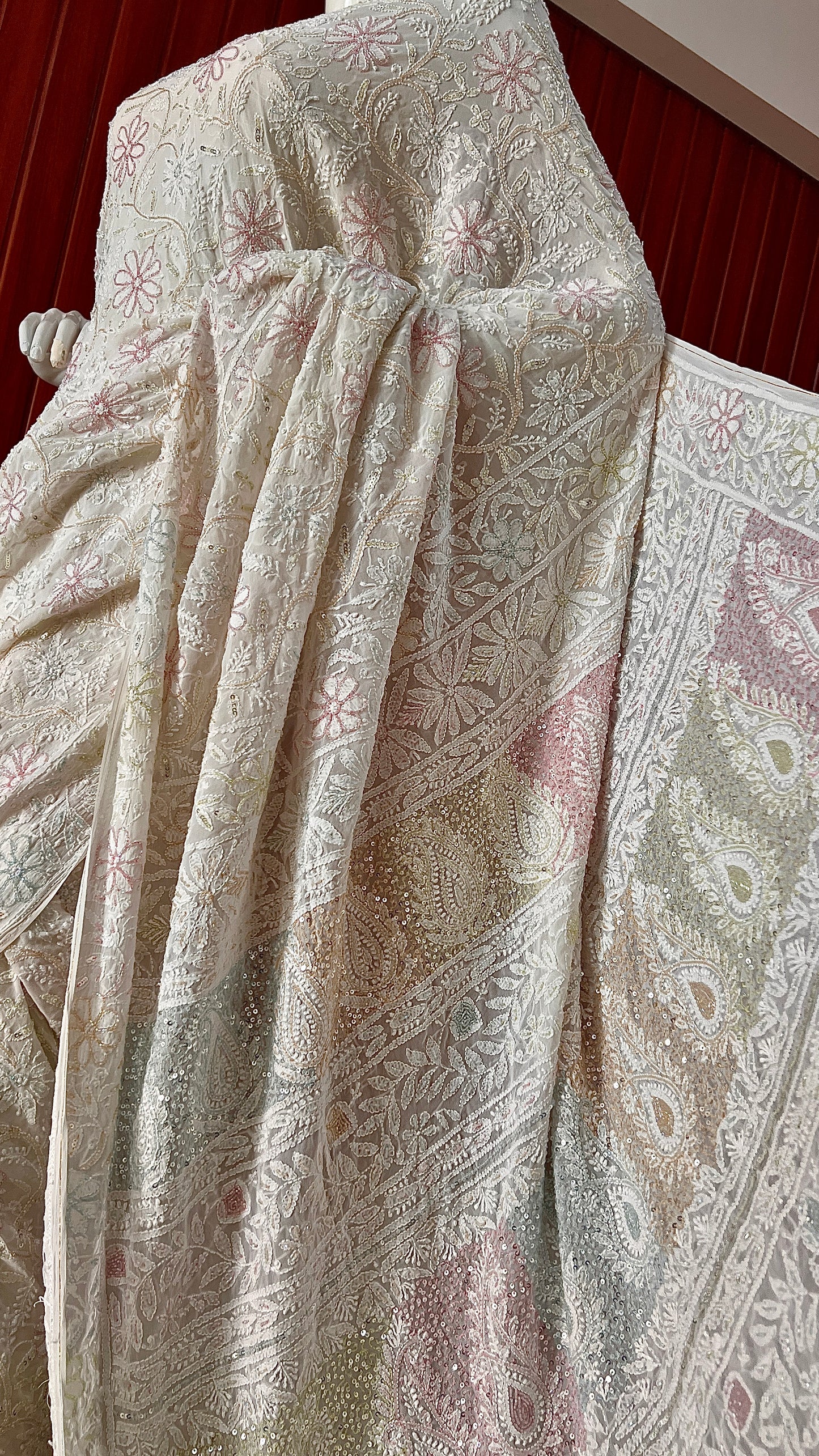 Ruhani Ivory Chikankari Cut Dana and Sequins Saree