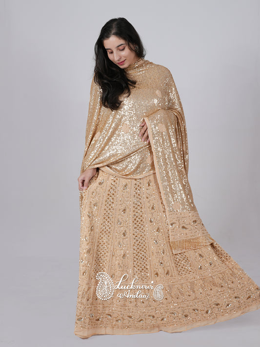 Golden Beige Luxurious Wedding Anarkali