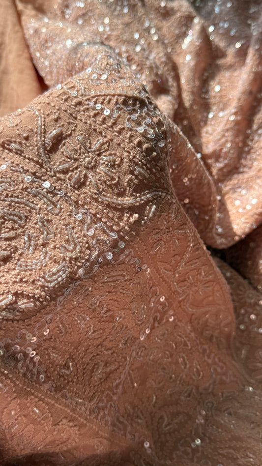 Cinnamon Chikankari cut dana sequins work kurta and dupatta