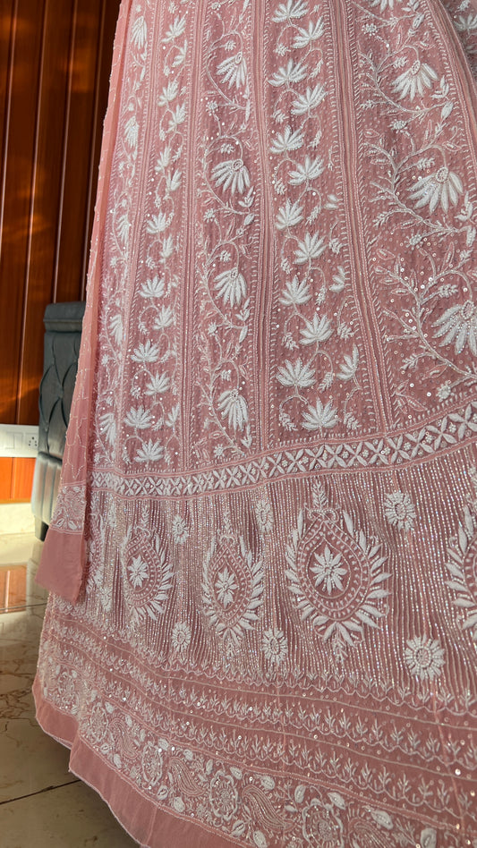 Suhaan Do Taar Chikankari Sequins and Cut Dana Anarkali