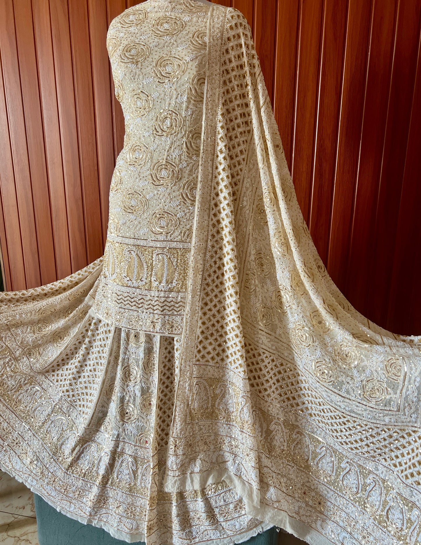 Masterpiece Gulaab Chikankari Sequins Wedding Lehenga
