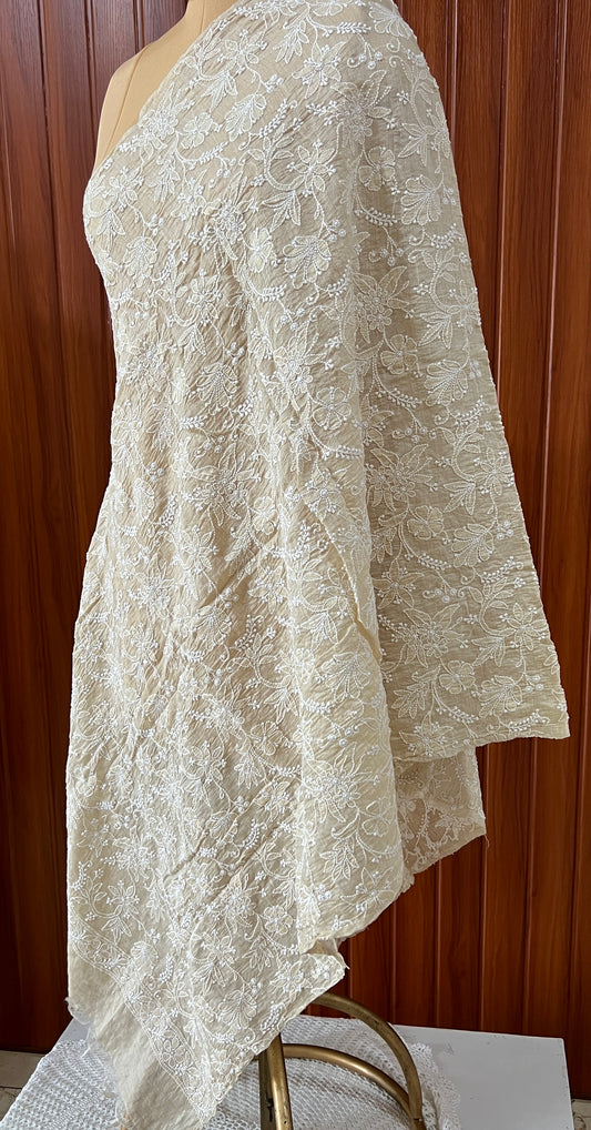 Munga silk dupatta with fine Chikankari