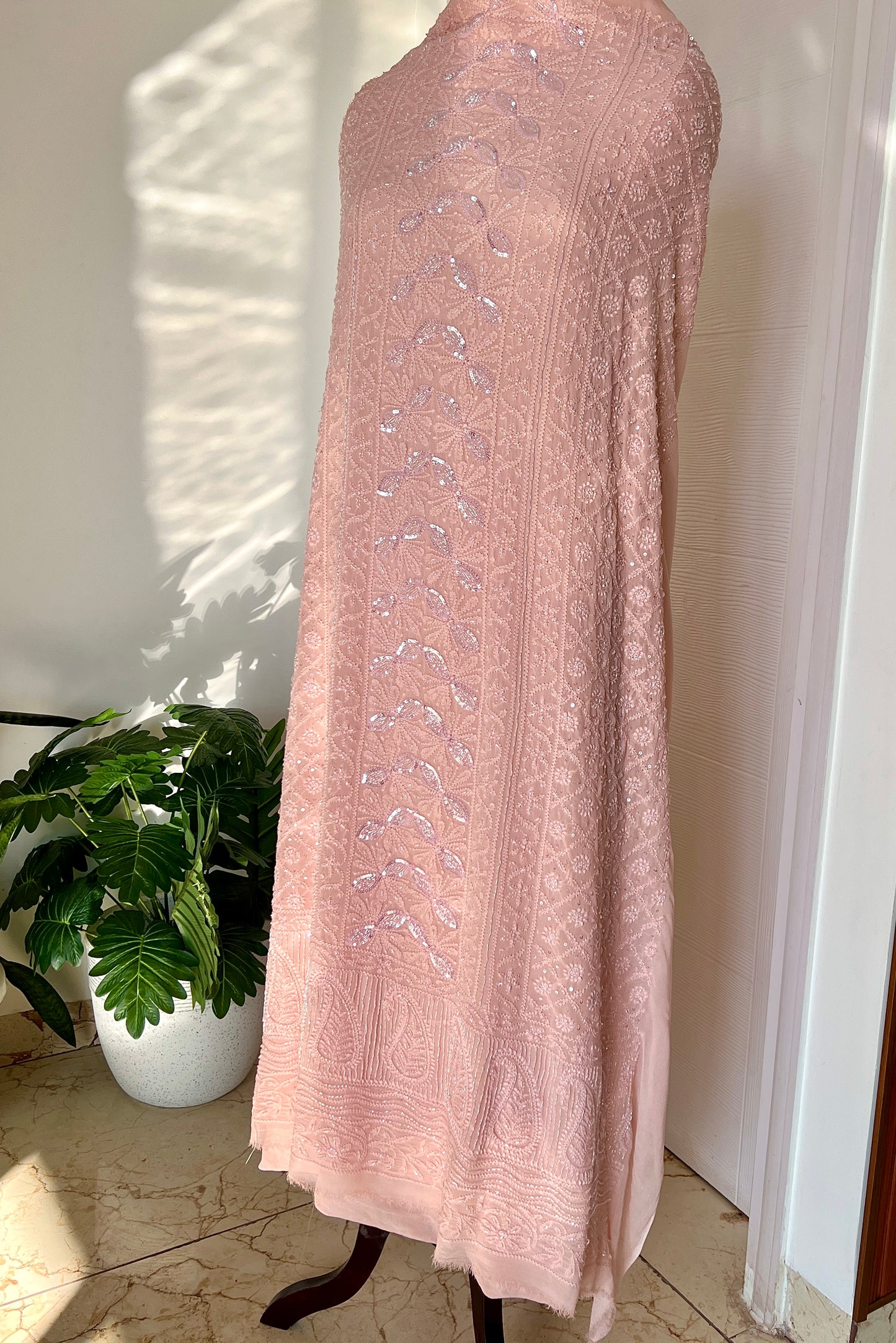 Chikankari cut dana sequins work kurta and dupatta