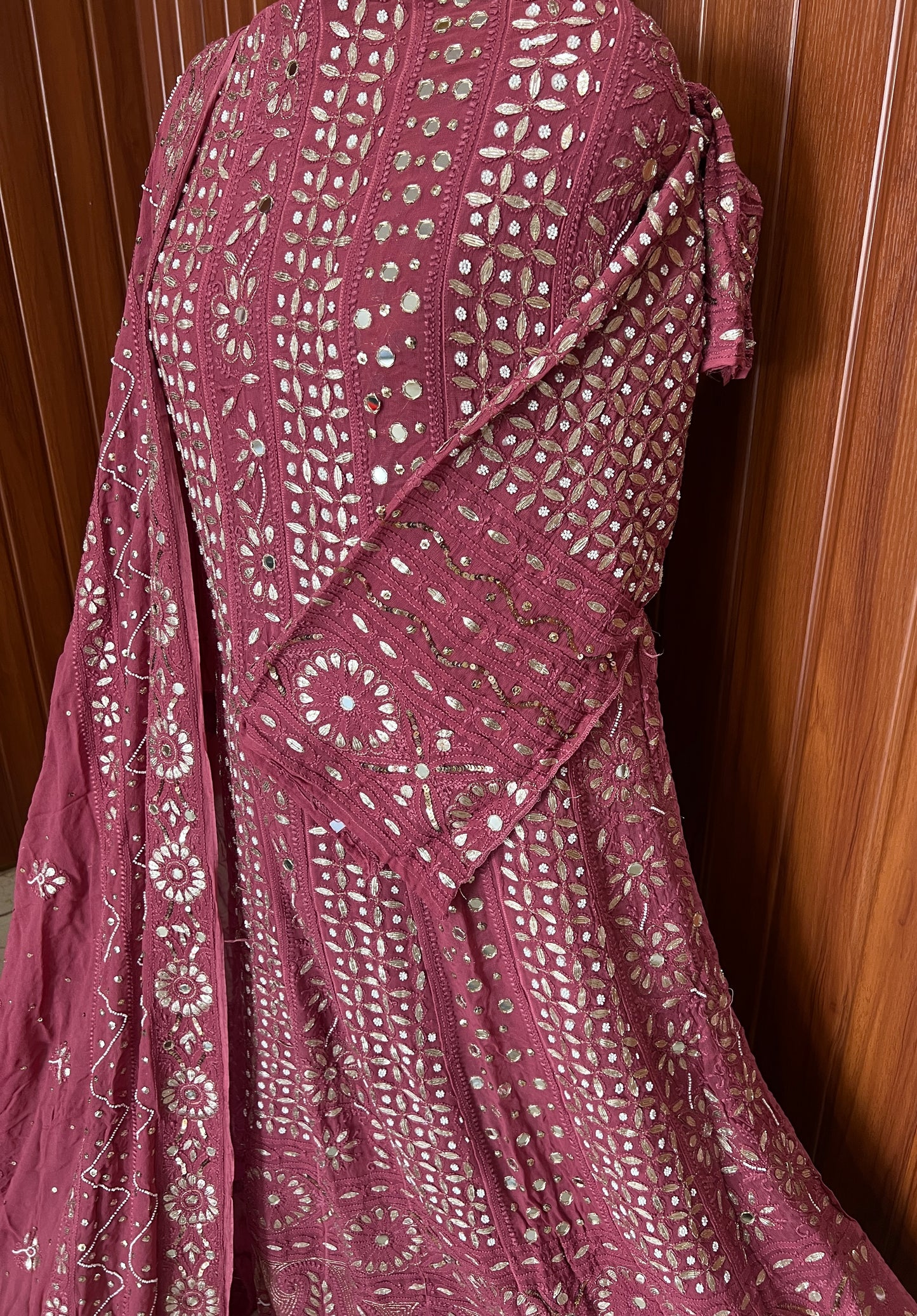 Ruhani Berry Pink Chikankari gota mirror sequins pearl anarkali