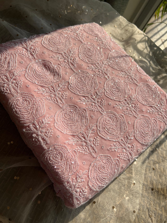 Ruhani Blush Pink Chikankari Cut Dana and Sequins Saree
