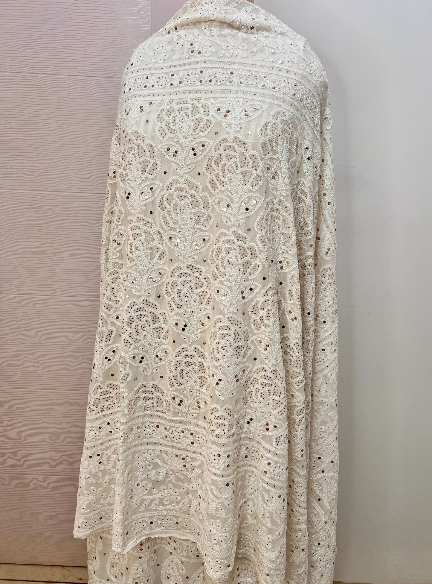Ruhani Chikankari and Mukaish Dupatta