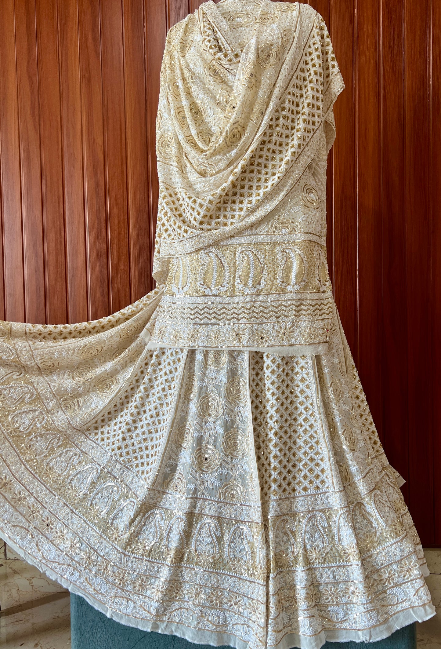 Masterpiece Gulaab Chikankari Sequins Wedding Lehenga