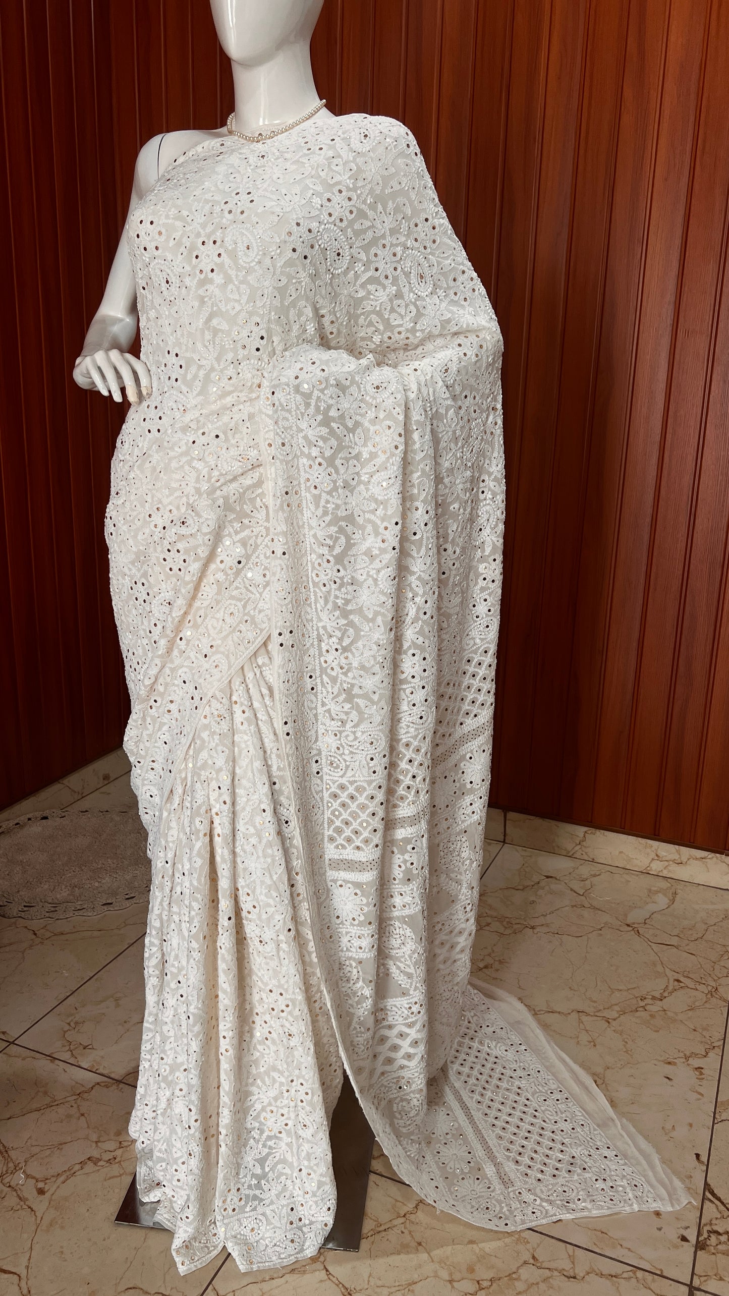 Ruhani Allover Chikankari and Mukaish Saree