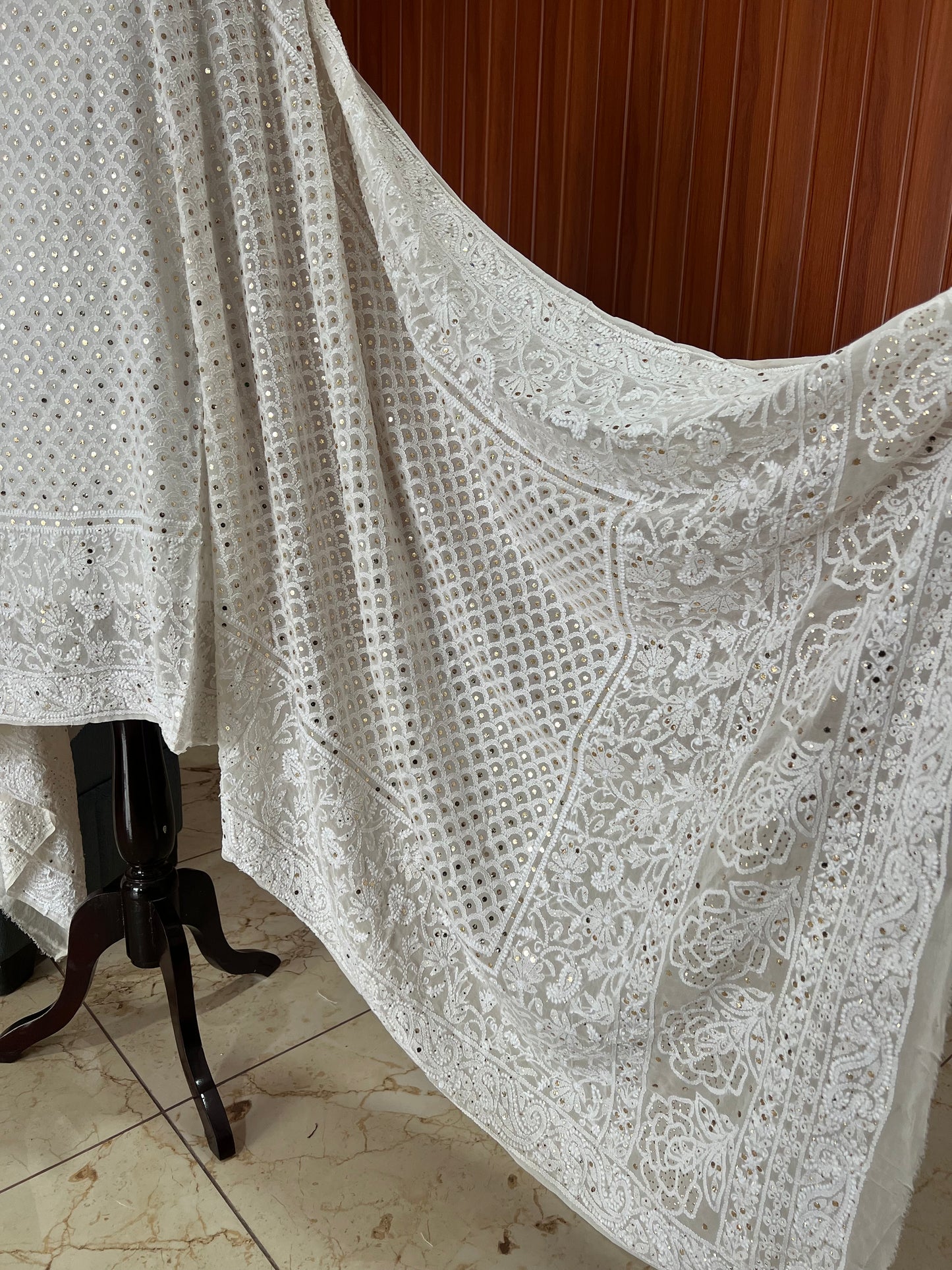 Ruhani Chikankari and mukaish dupatta