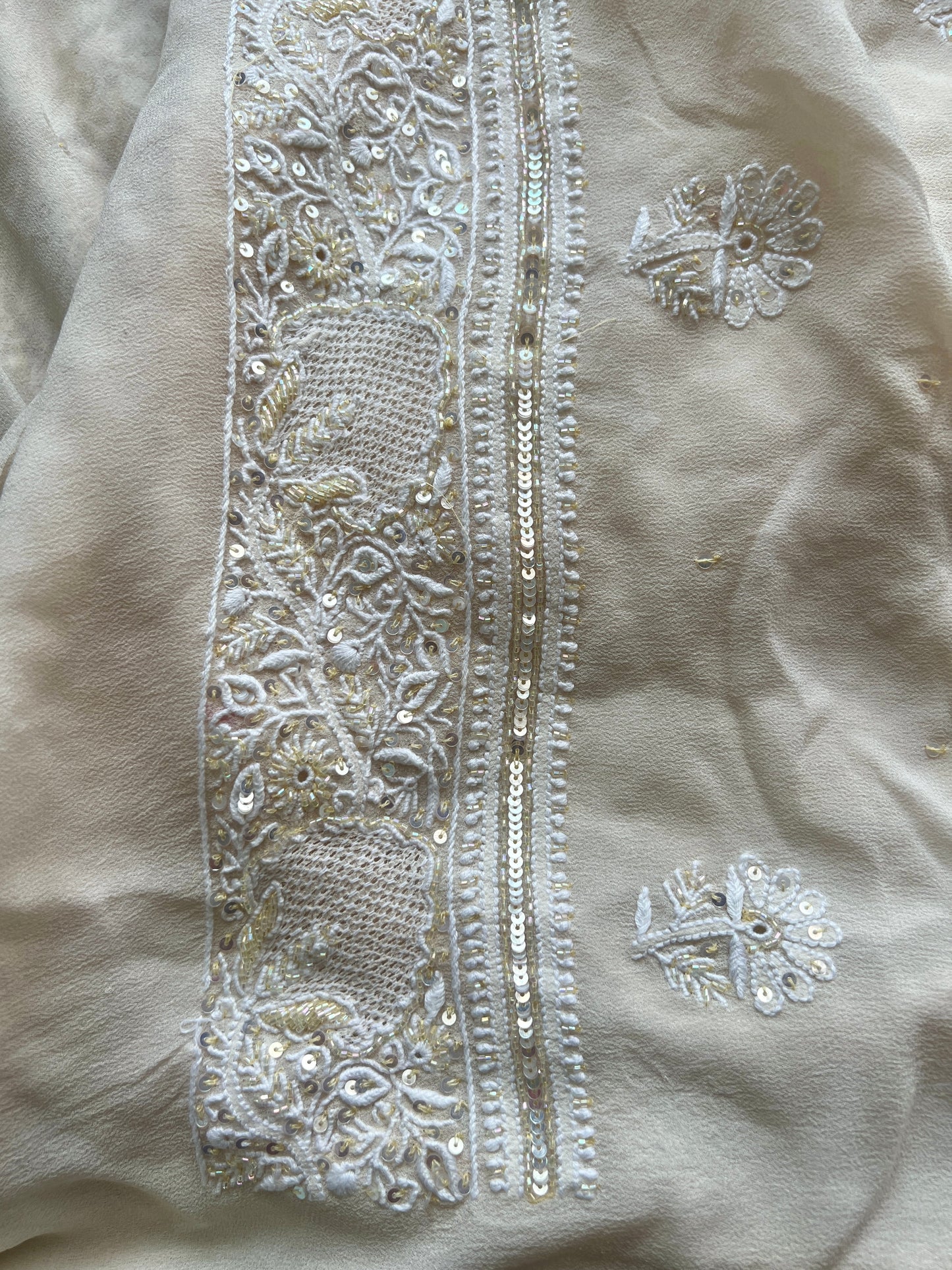 Suhaan Cream Chikankari pearl sequins kurta and dupatta