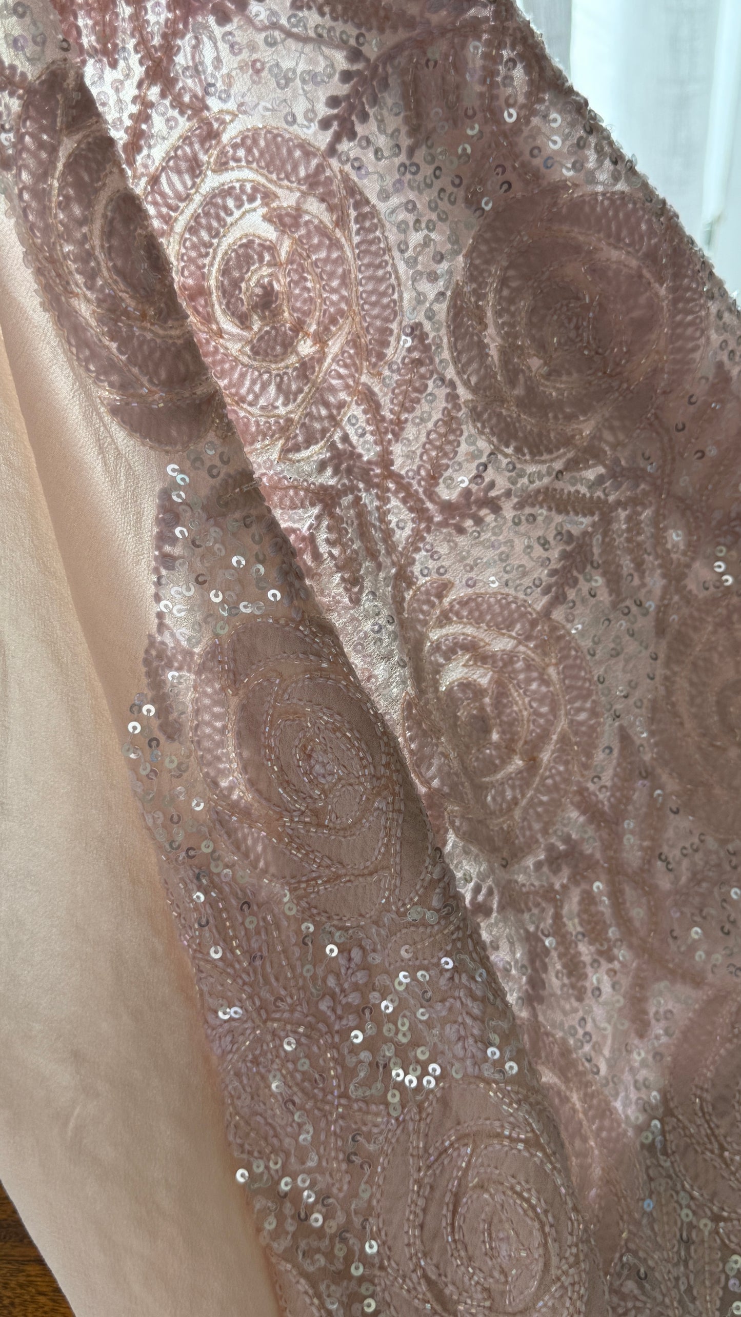 Gulaab Dusty Pink Masterpiece Chikankari Sequins and Cut Dana Saree