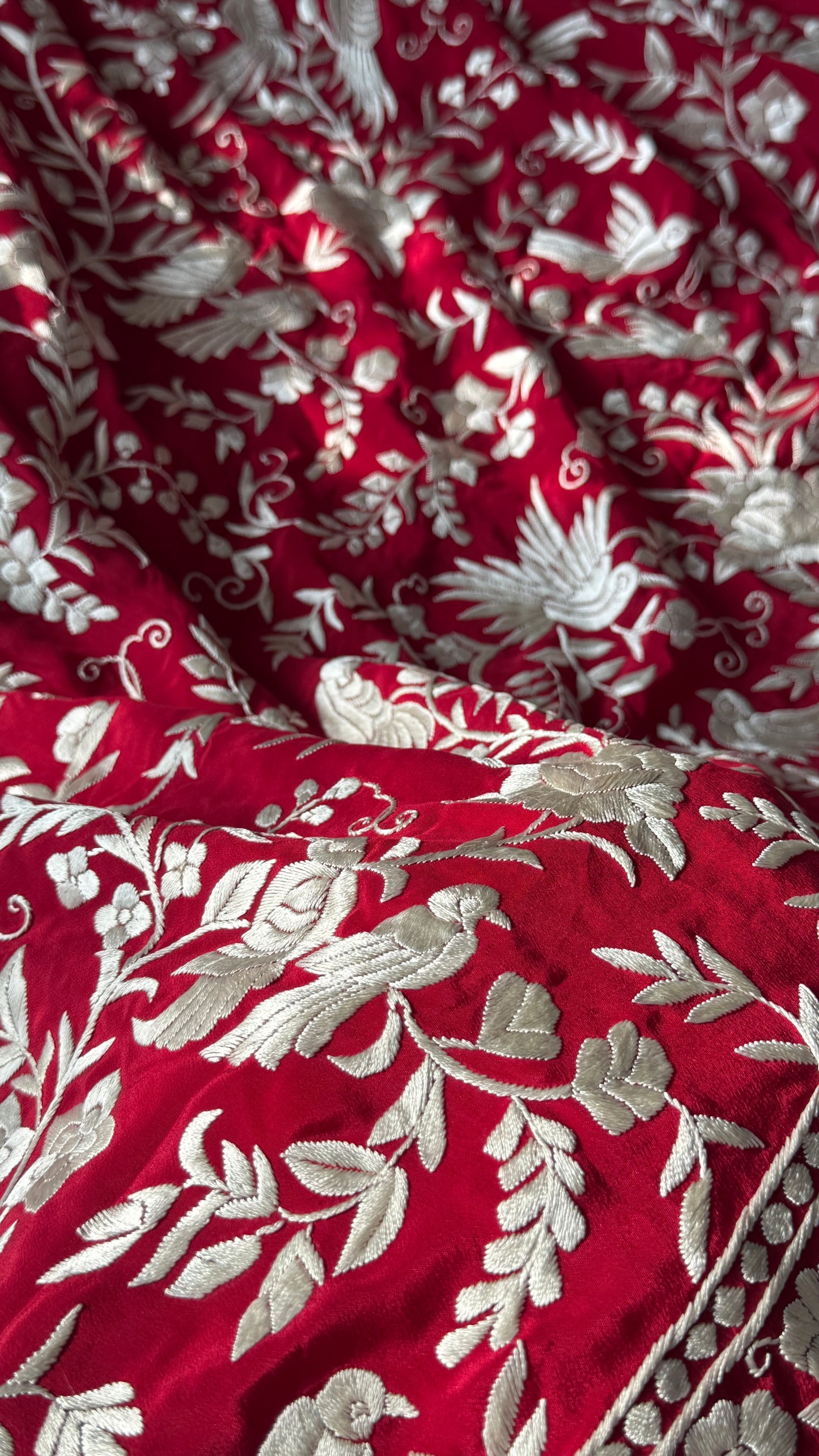Red Masterpiece Parsi Gara Hand Embroidered Saree
