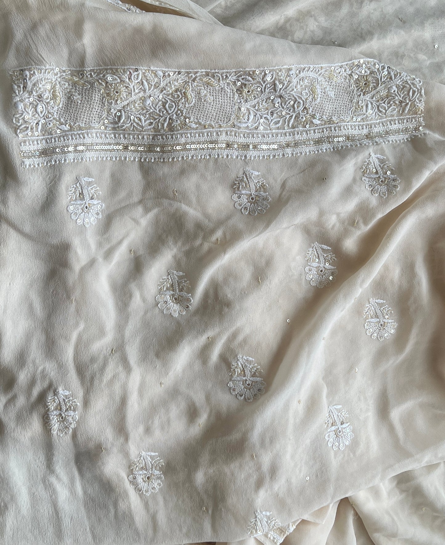 Suhaan Cream Chikankari pearl sequins kurta and dupatta