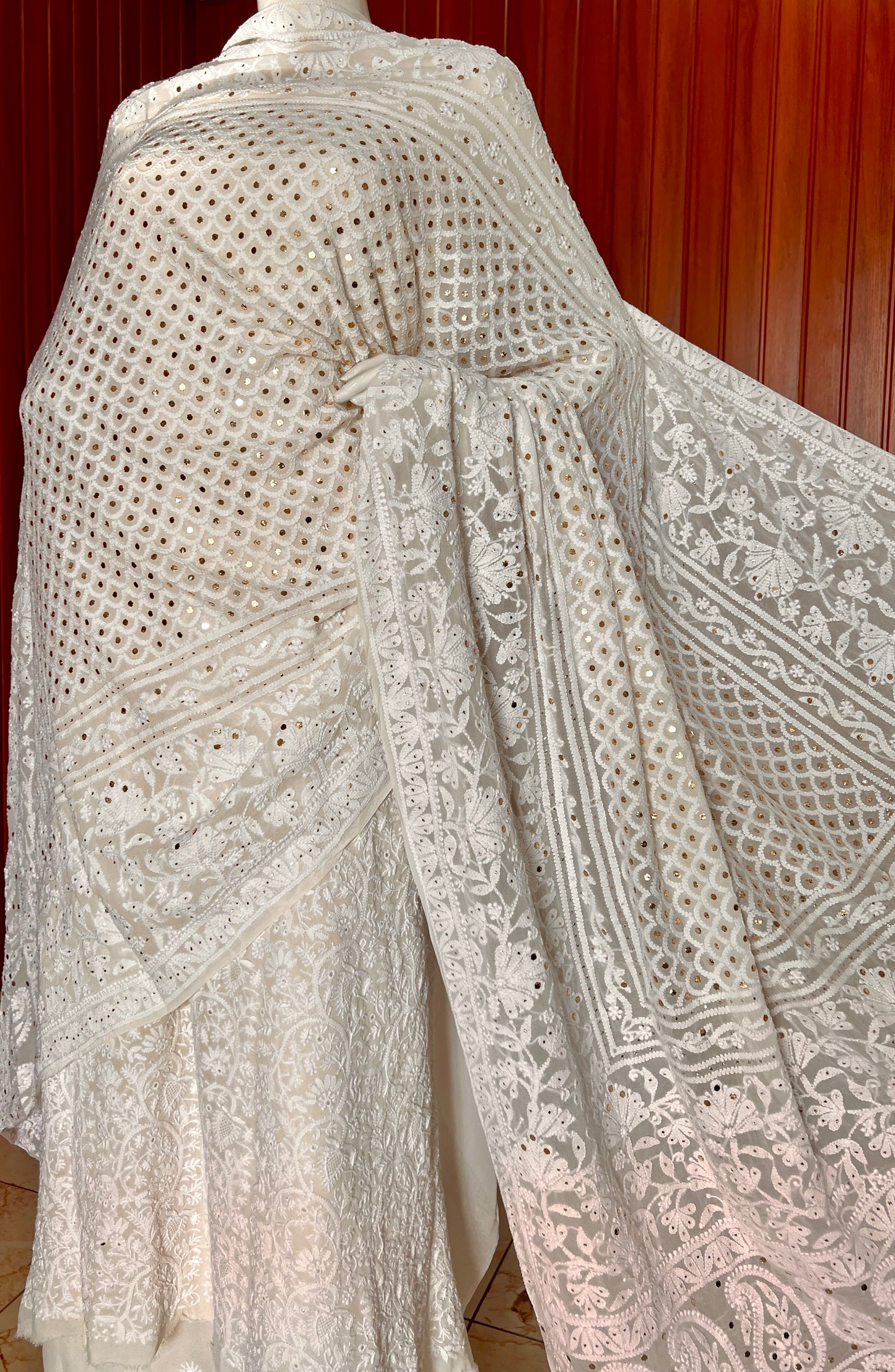 Ruhani Chikankari and Mukaish Dupatta