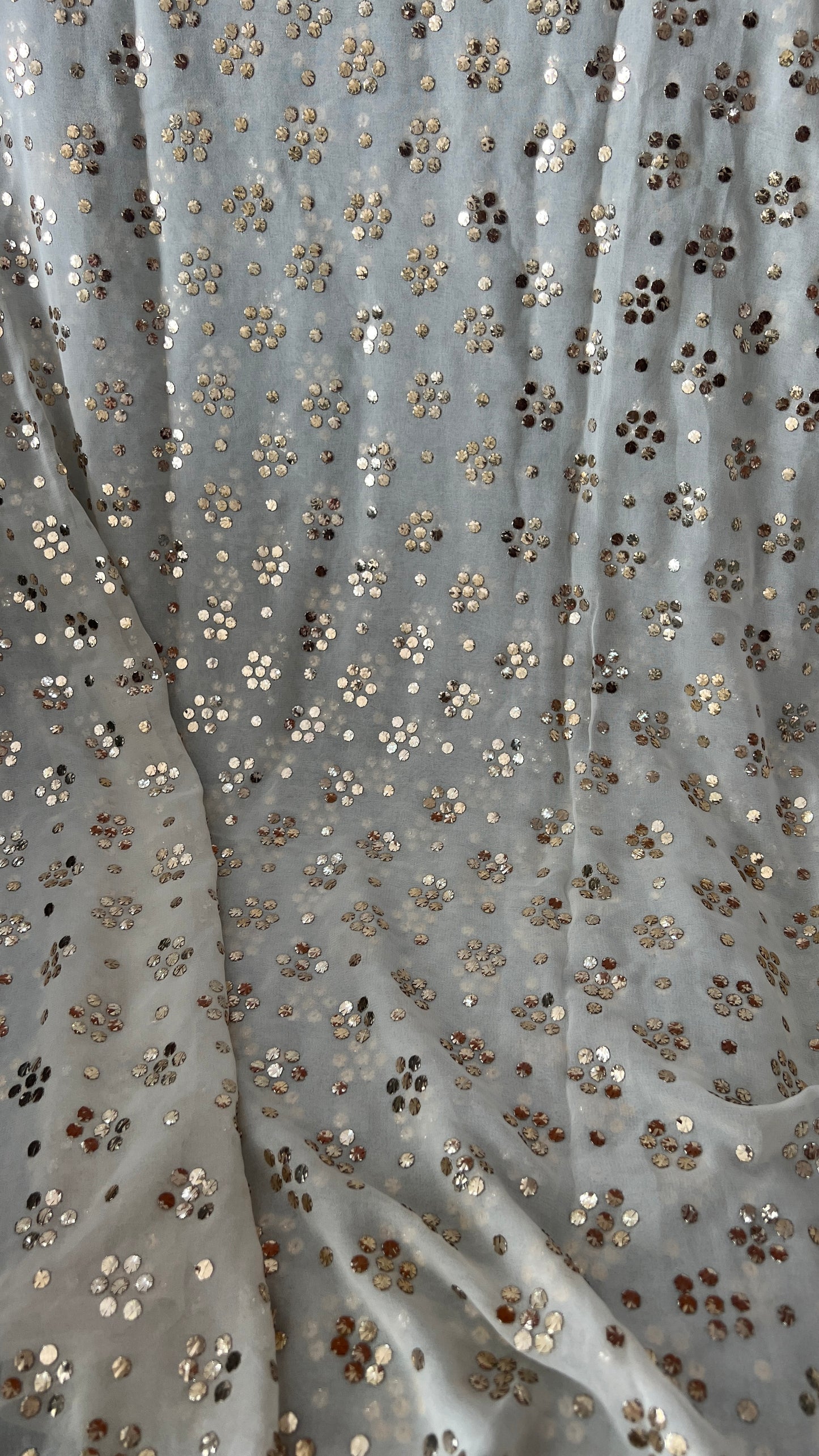 Ruhani Ivory pure georgette allover heavy mukaish running material