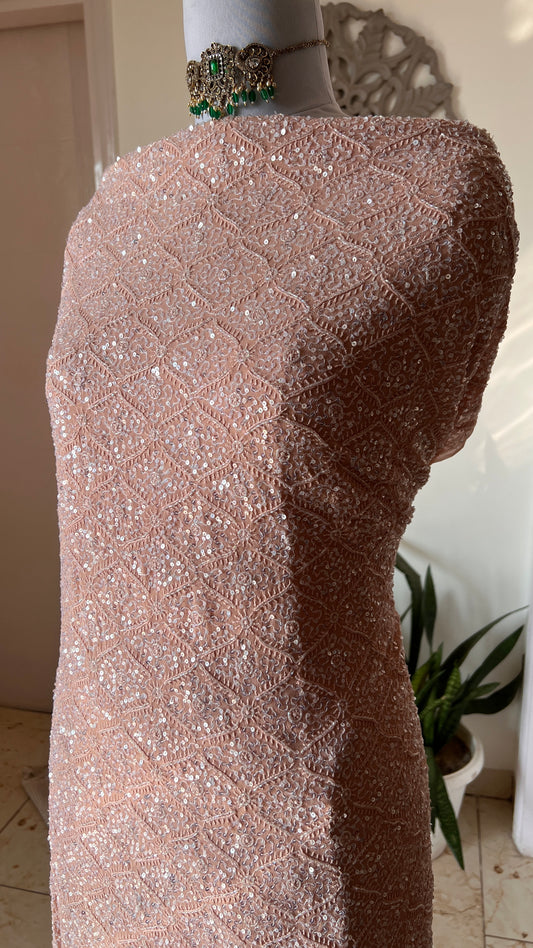 Old Rose Chikankari cut dana sequins work kurta and dupatta