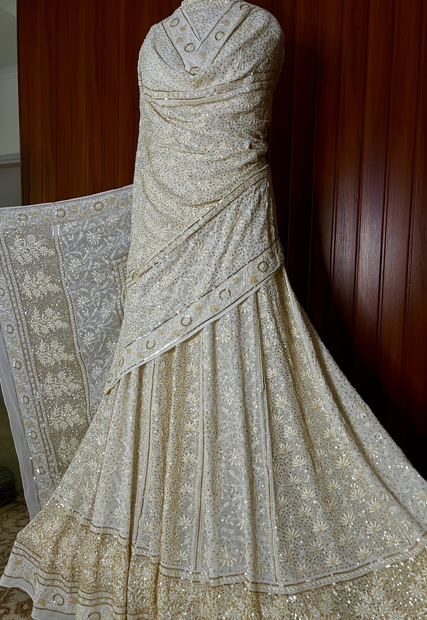 Suhaan Do Taar Chikankari embellished Wedding Lehenga