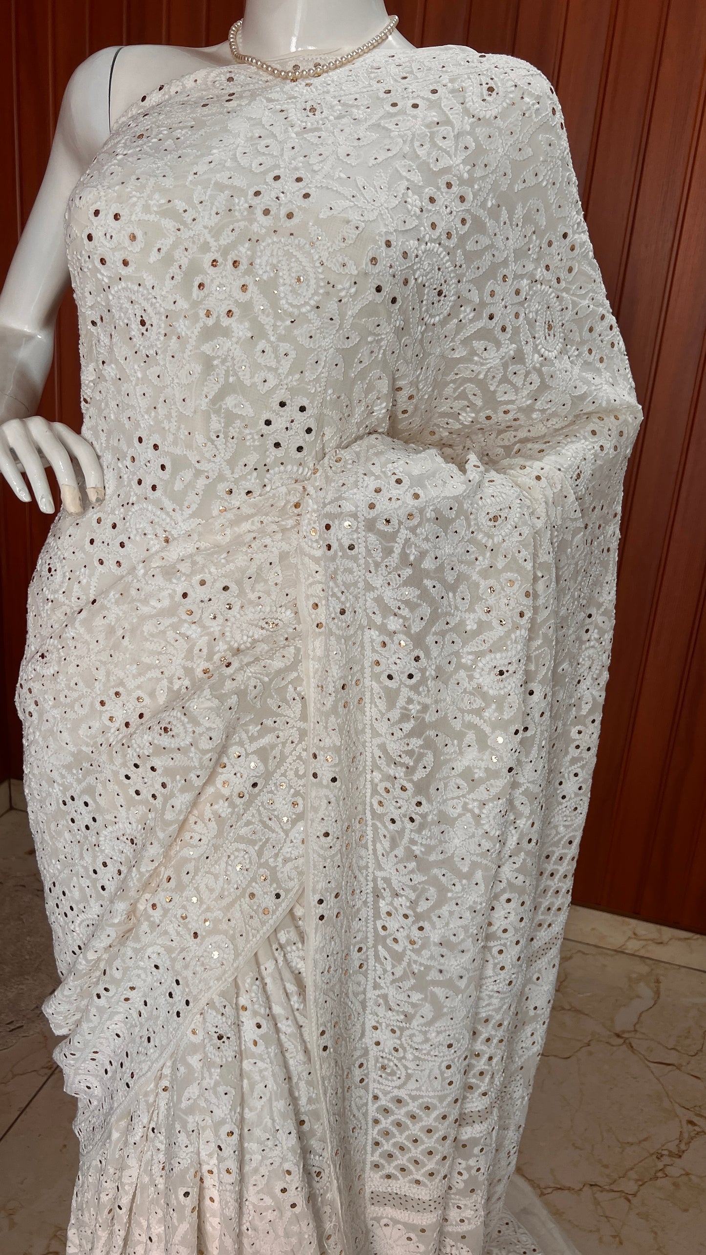 Ruhani Allover Chikankari and Mukaish Saree