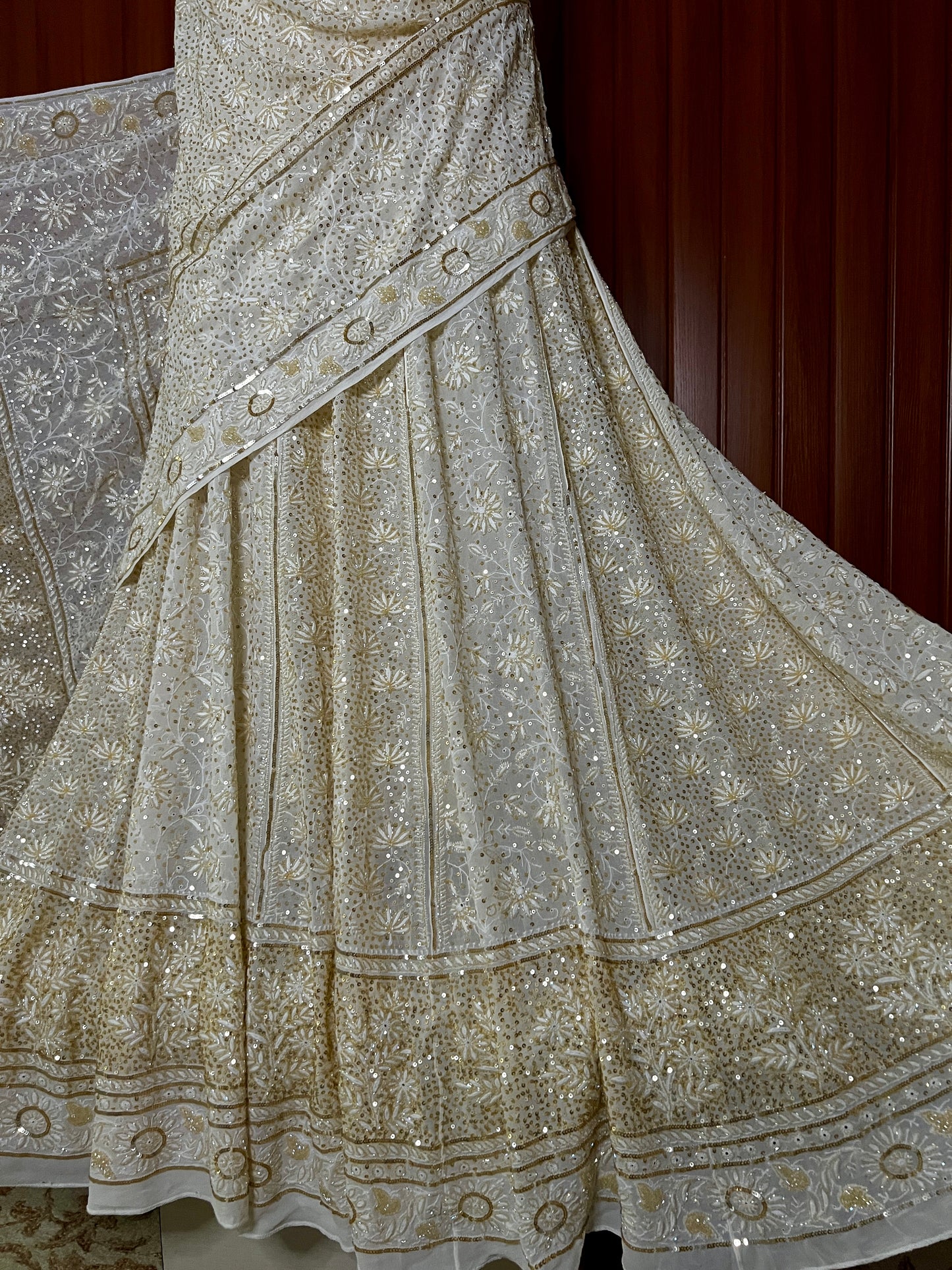 Suhaan Do Taar Chikankari embellished Wedding Lehenga