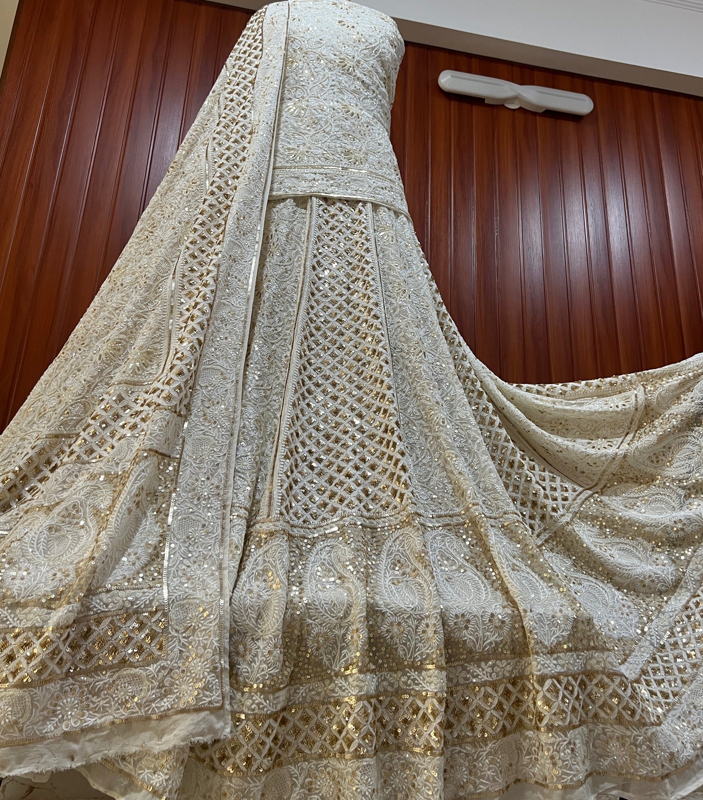 Ruhani Masterpiece Chikankari and Heavy Sequins Wedding Lehenga