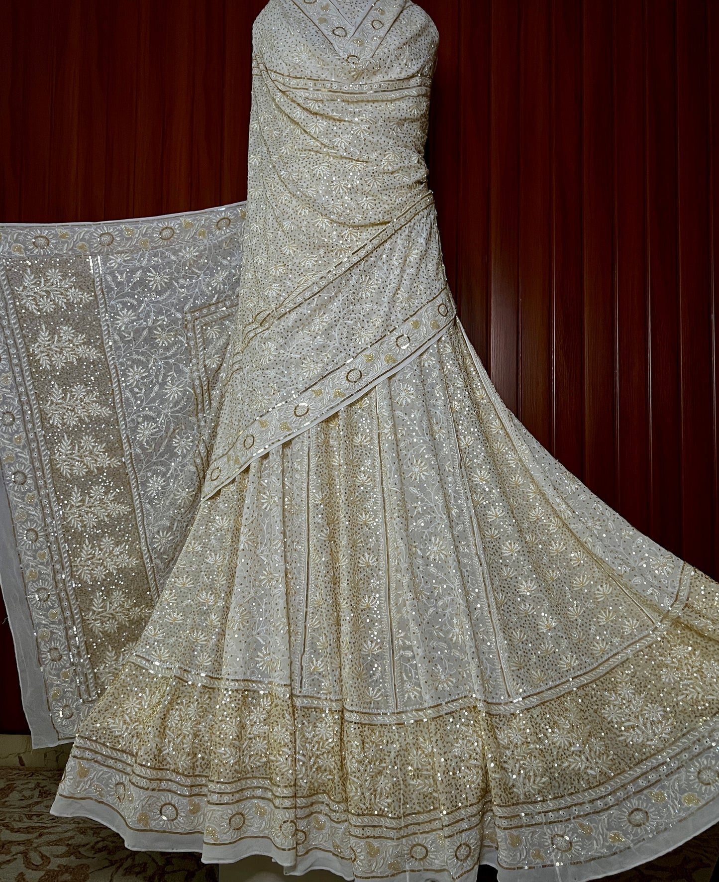 Suhaan Do Taar Chikankari embellished Wedding Lehenga