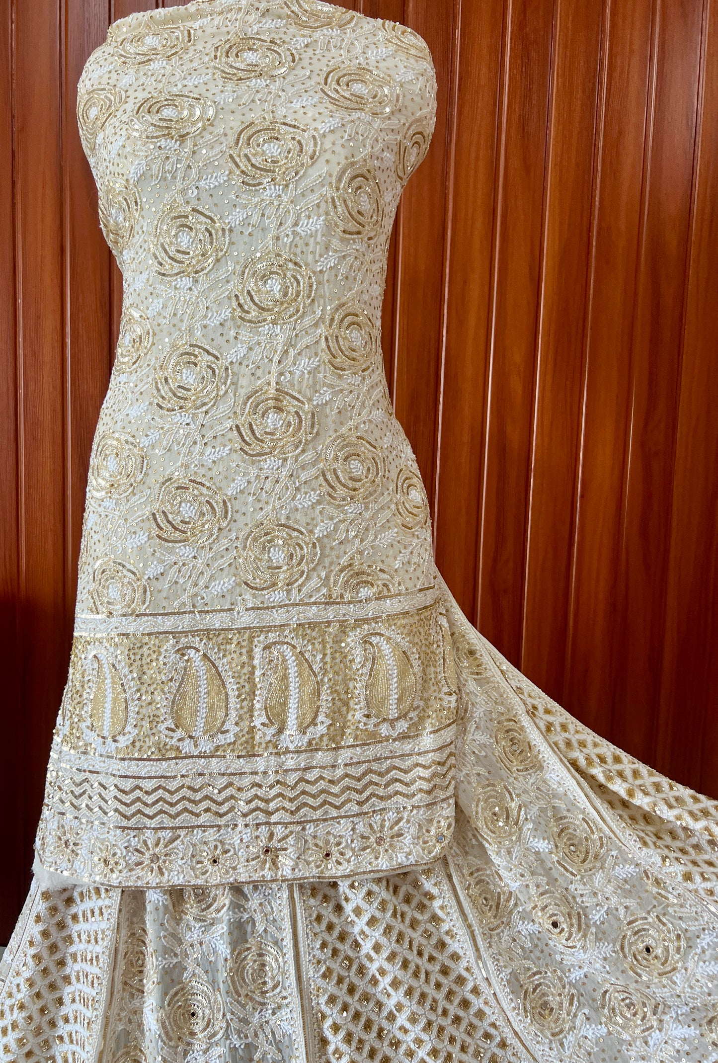 Masterpiece Gulaab Chikankari Sequins Wedding Lehenga