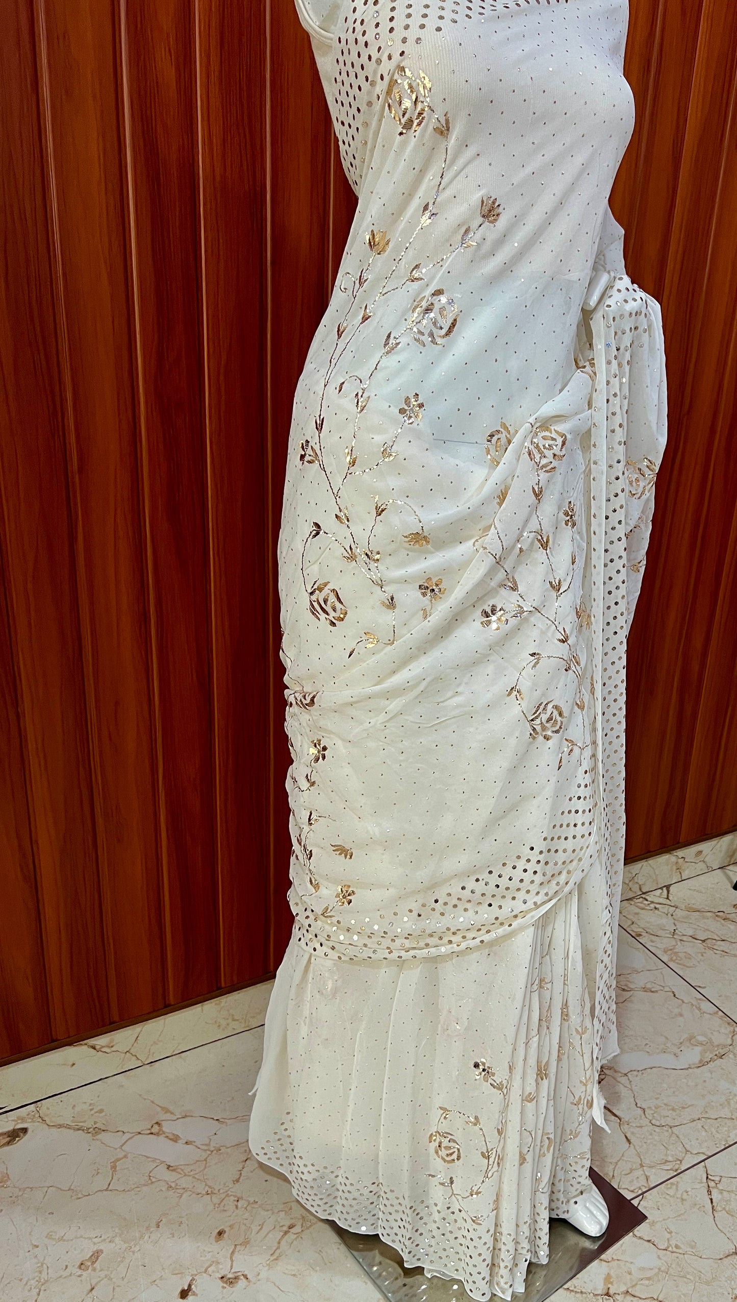 Ruhani Ivory badla and mukaish work saree