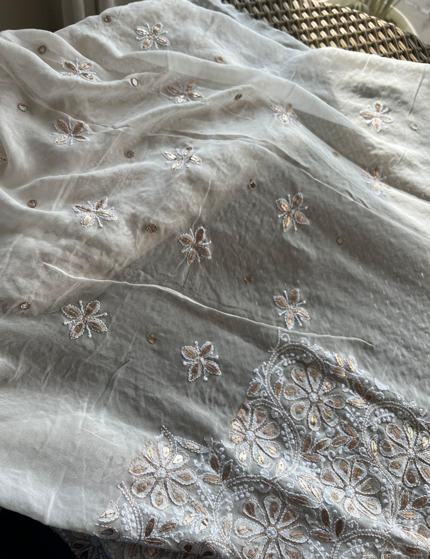 Ruhani Chikankari pearl mirror and sequins lehenga