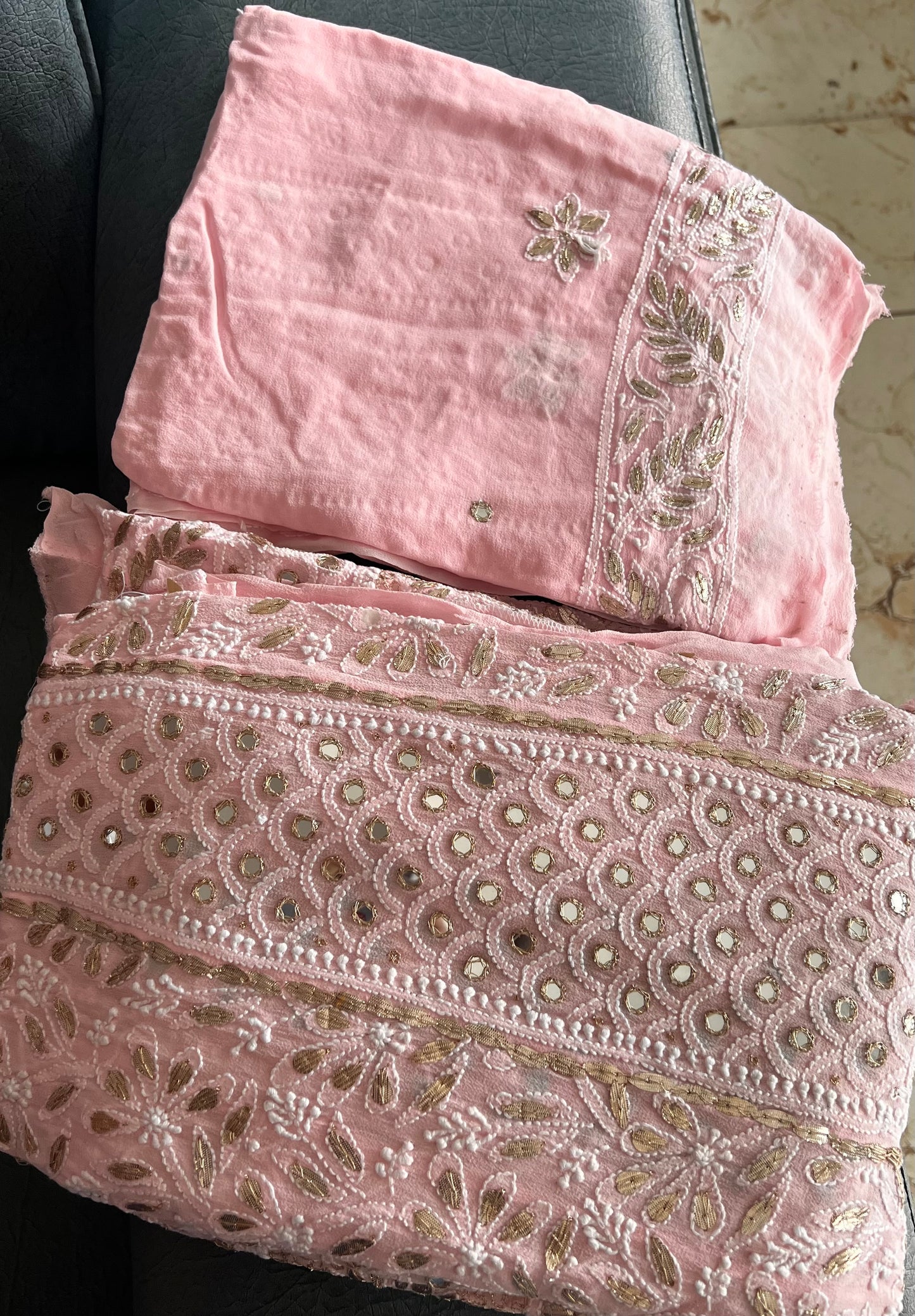 Ruhani Pink Chikankari Mirror and Gota Patti Anarkali with Dupatta