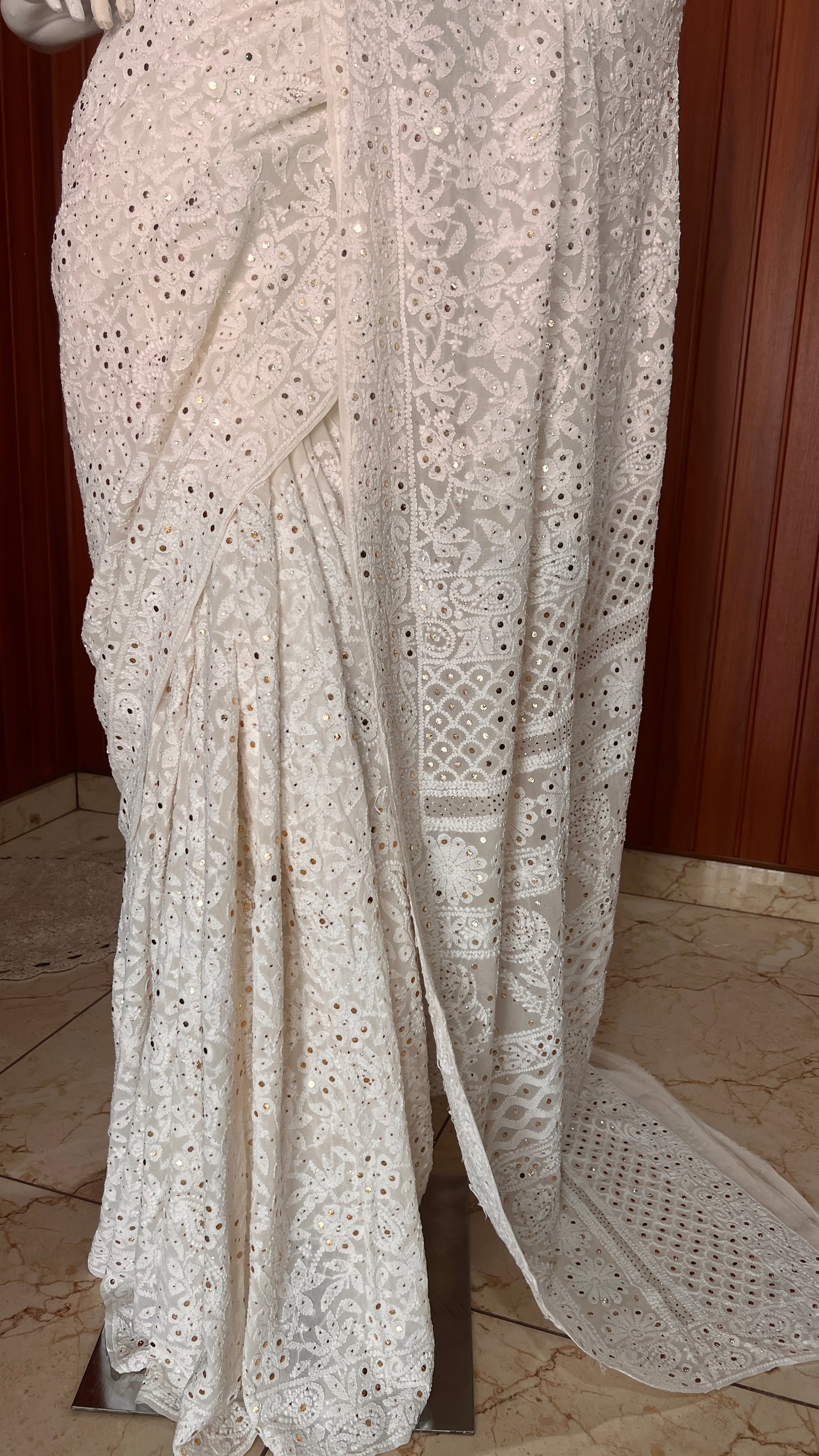 Ruhani Allover Chikankari and Mukaish Saree