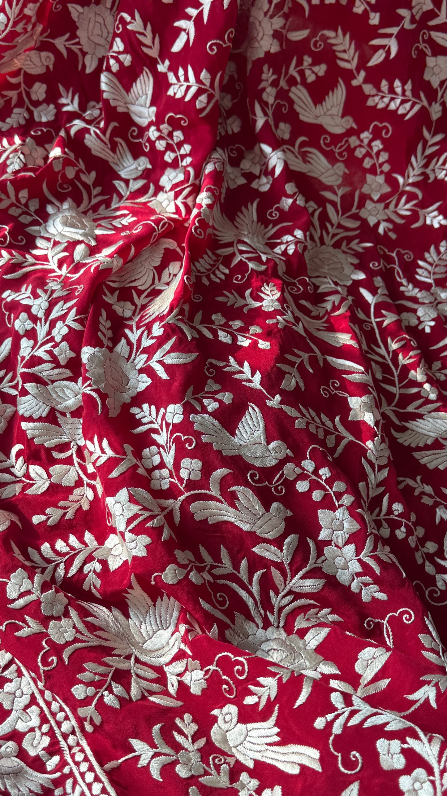 Red Masterpiece Parsi Gara Hand Embroidered Saree