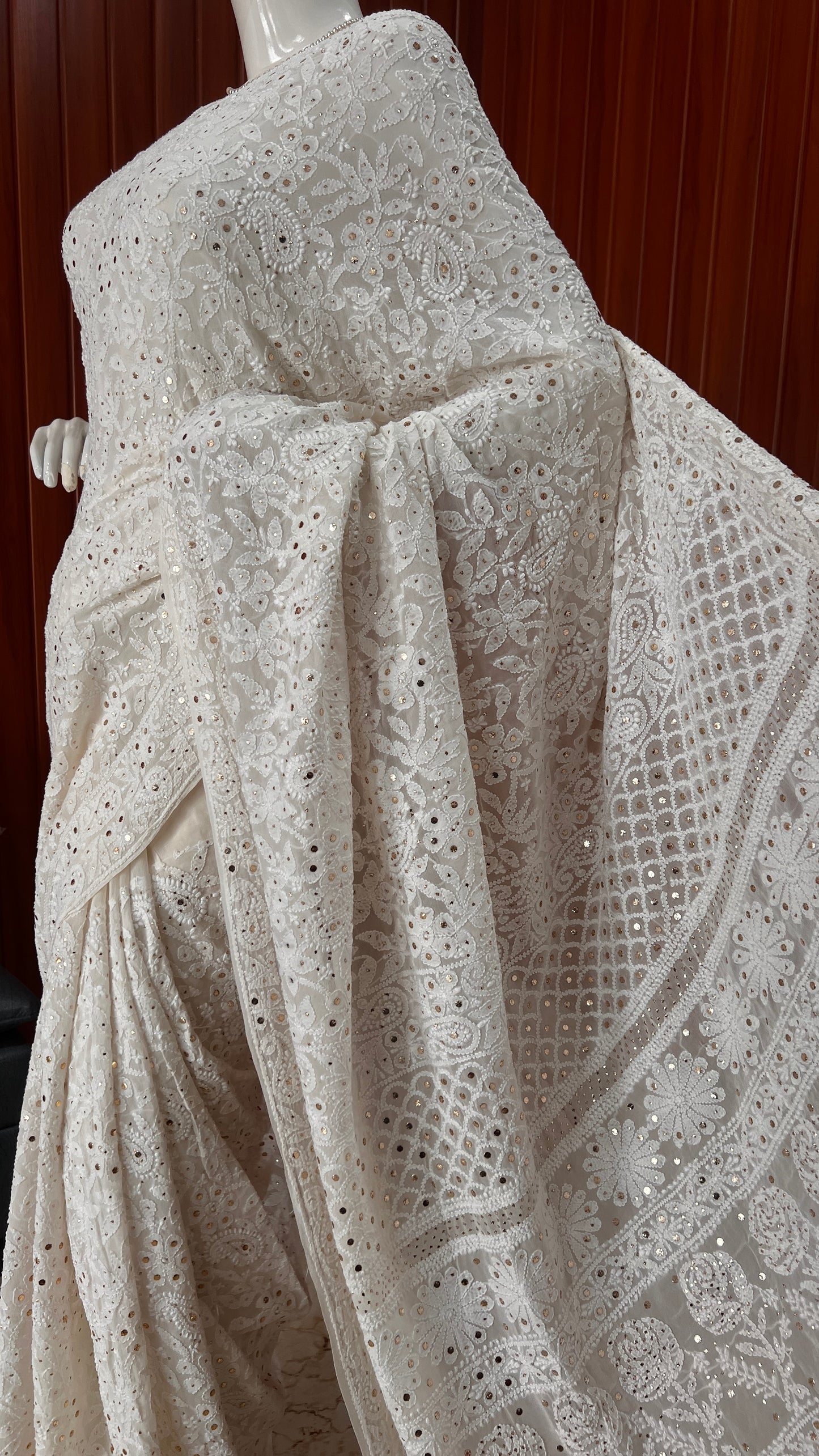 Ruhani Allover Chikankari and Mukaish Saree