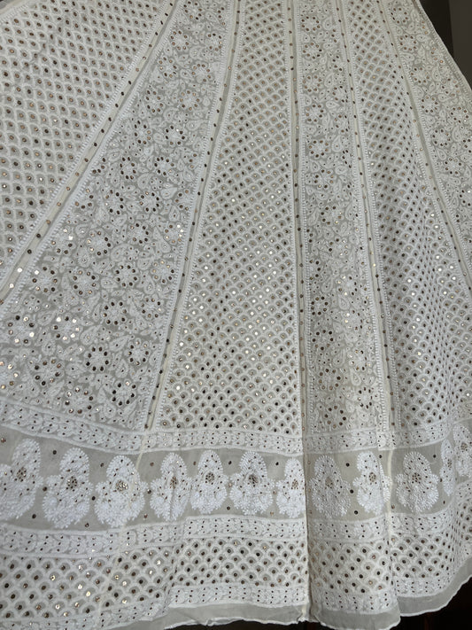 Lehenga Skirt allover Chikankari and mukaish