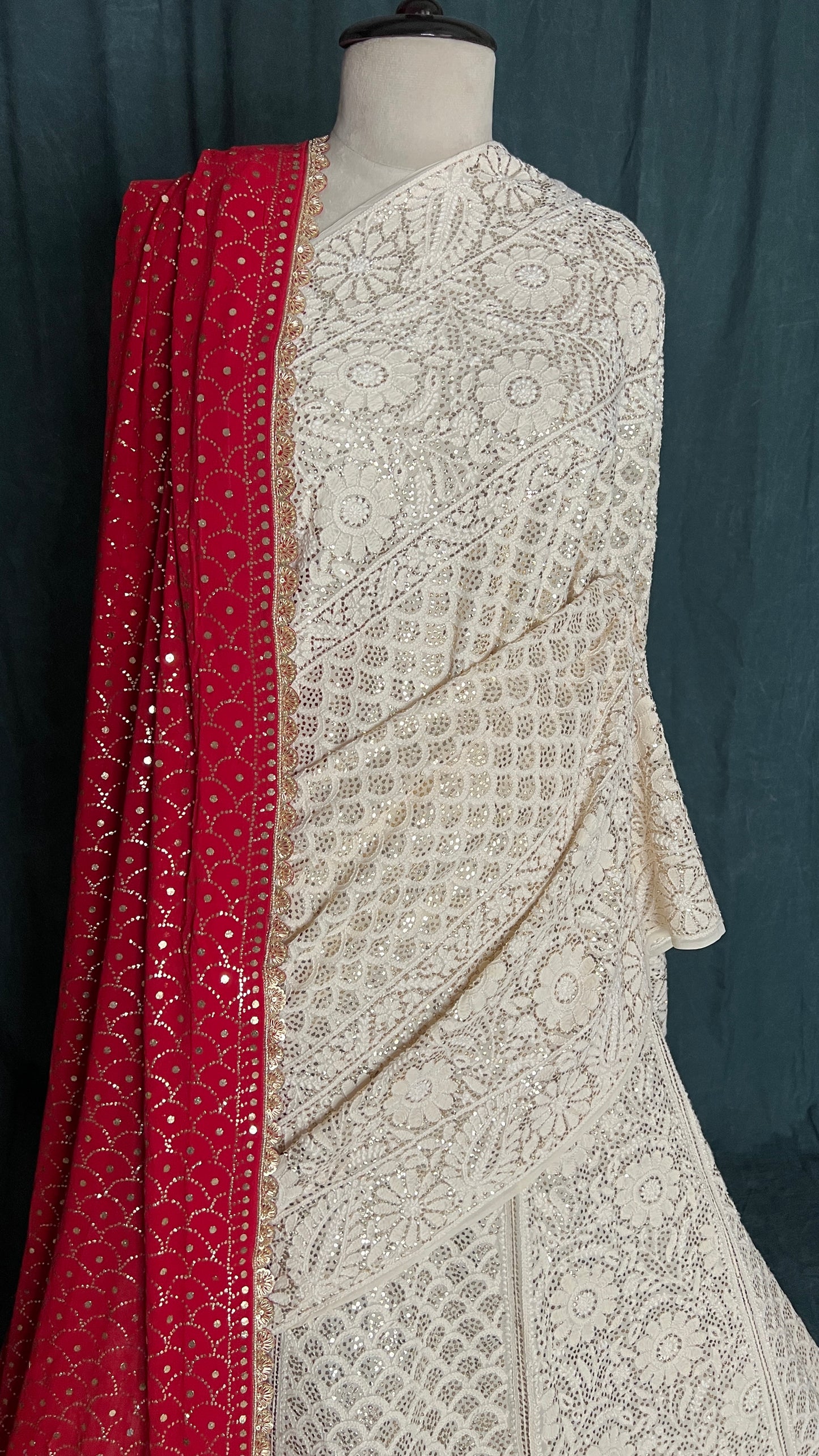 Ruhani Ivory Chikankari and Fardi Mukaish Wedding Lehenga