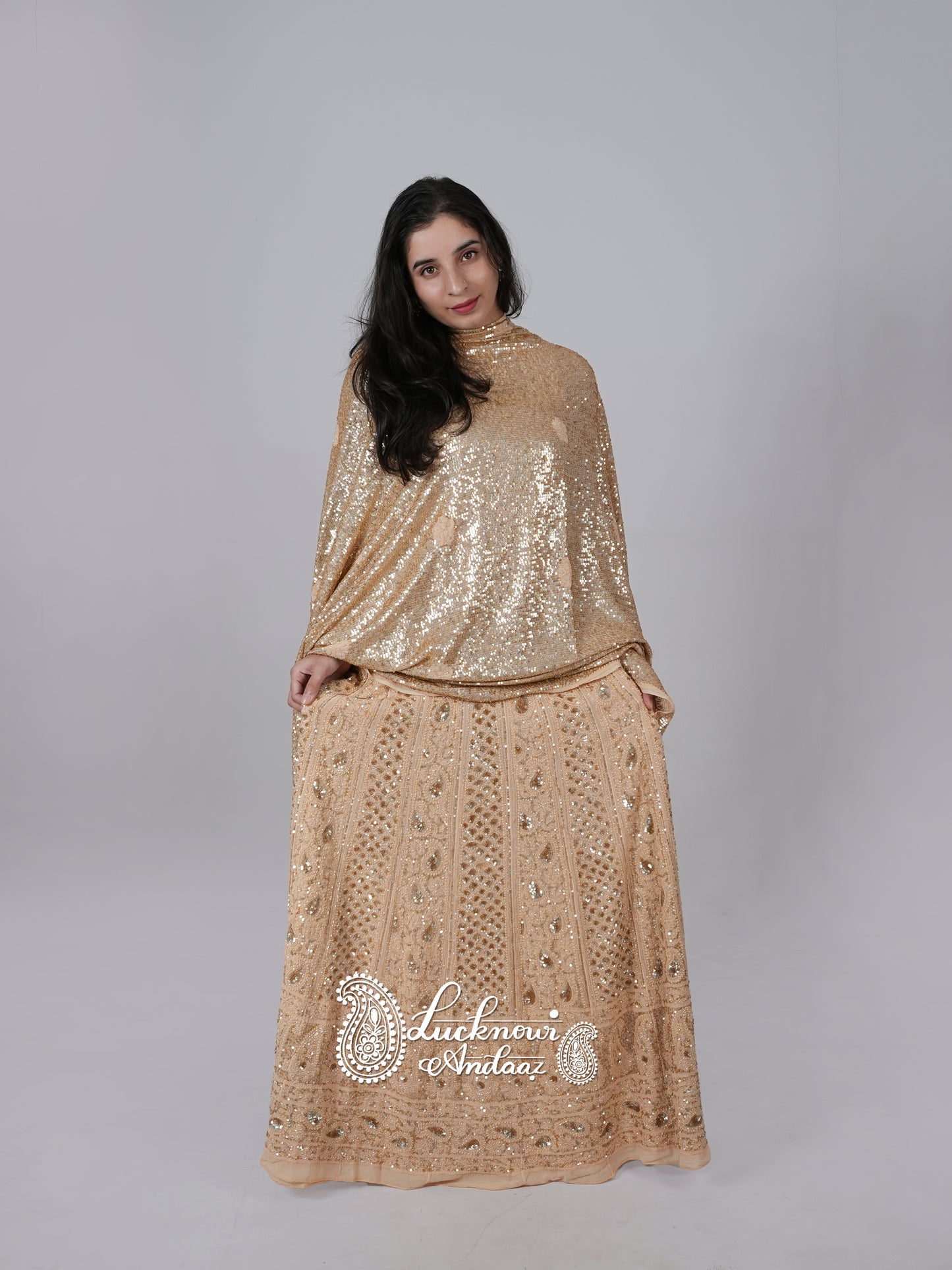 Golden Beige Luxurious Wedding Anarkali