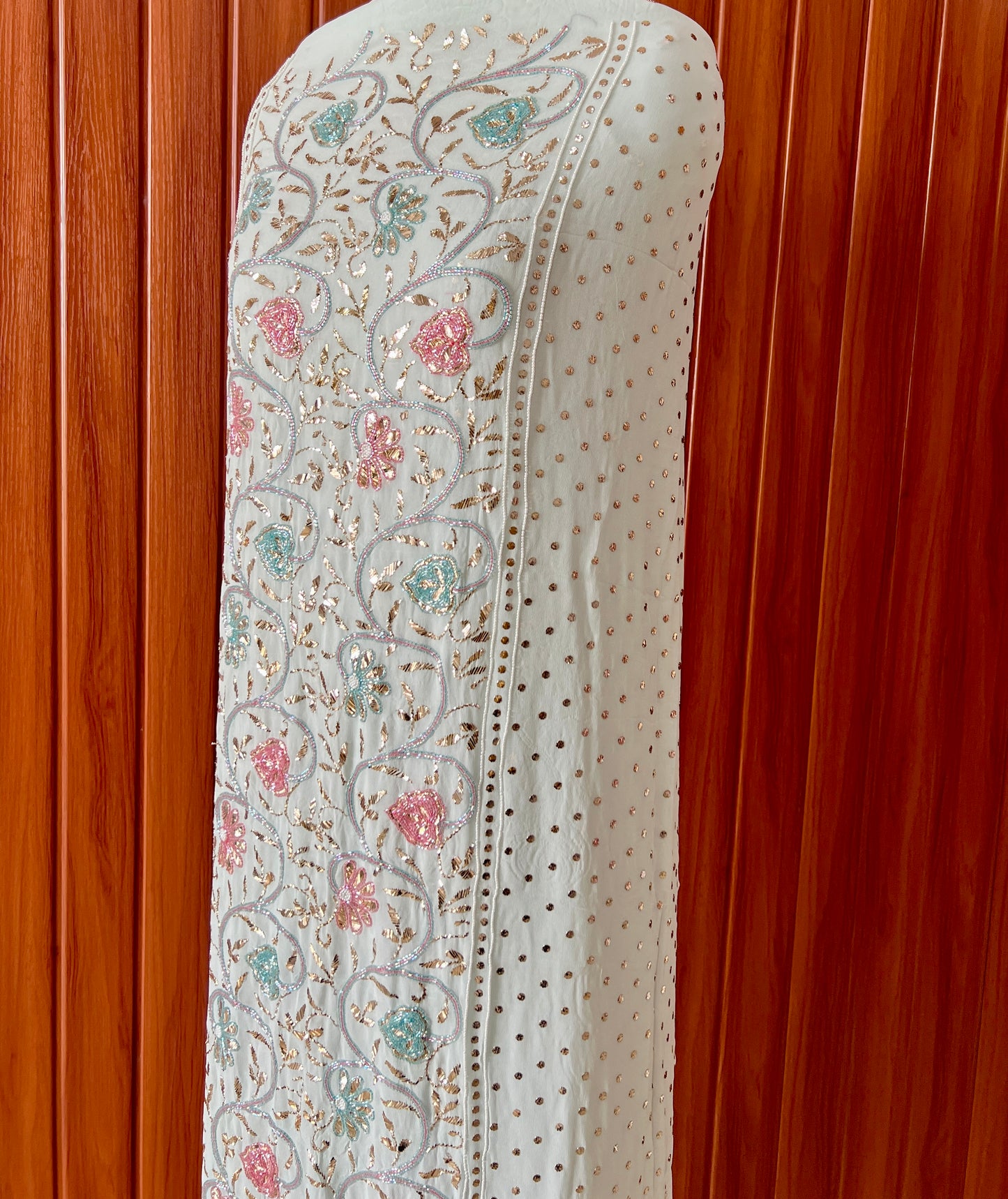 Ruhani Powder blue Mukaish and Cut dana Embroidered Kurta & Dupatta Set