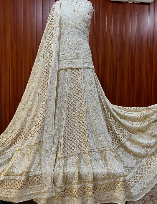 Ruhani Masterpiece Chikankari and Heavy Sequins Wedding Lehenga