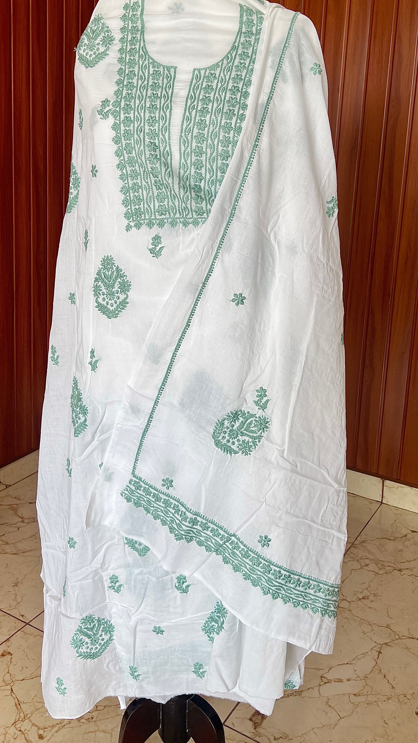 Pure Mulmul fine Chikankari Kurta and Dupatta