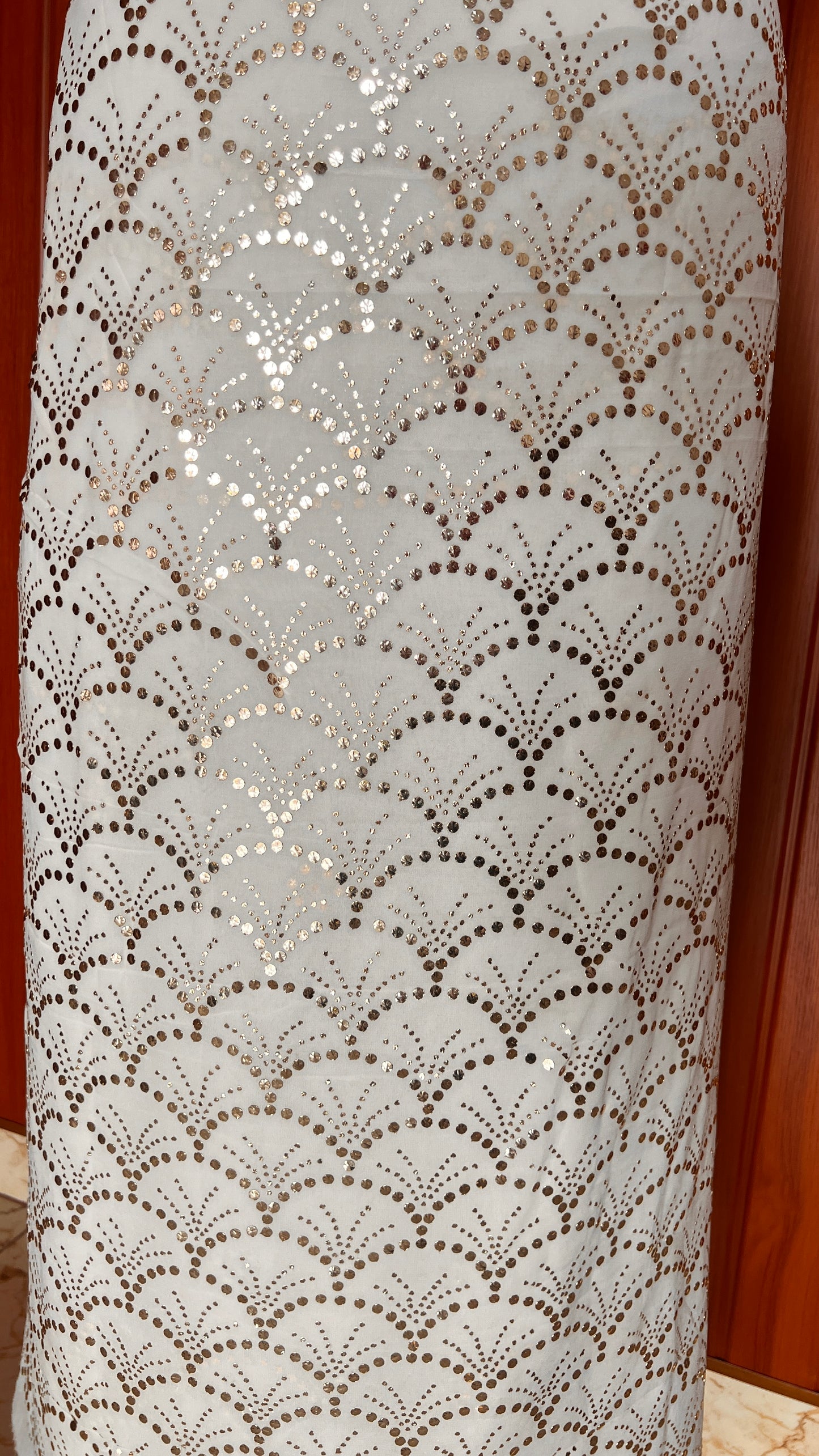 White heavy Mukaish Work Kurta and Dupatta Set
