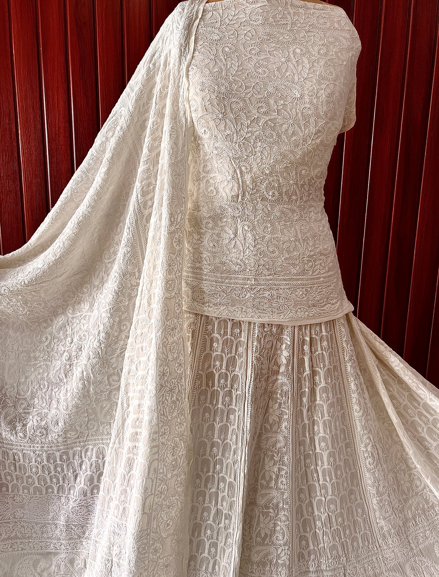 Suhaan 3 Taar fine Chikankari Lehenga