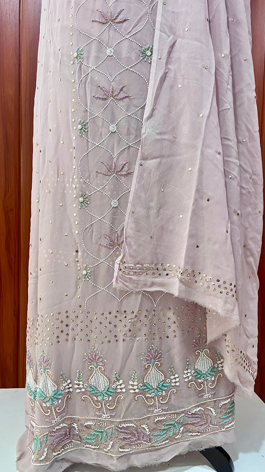 Lilac Pearl mukaish and Cut Dana Kurta and Dupatta