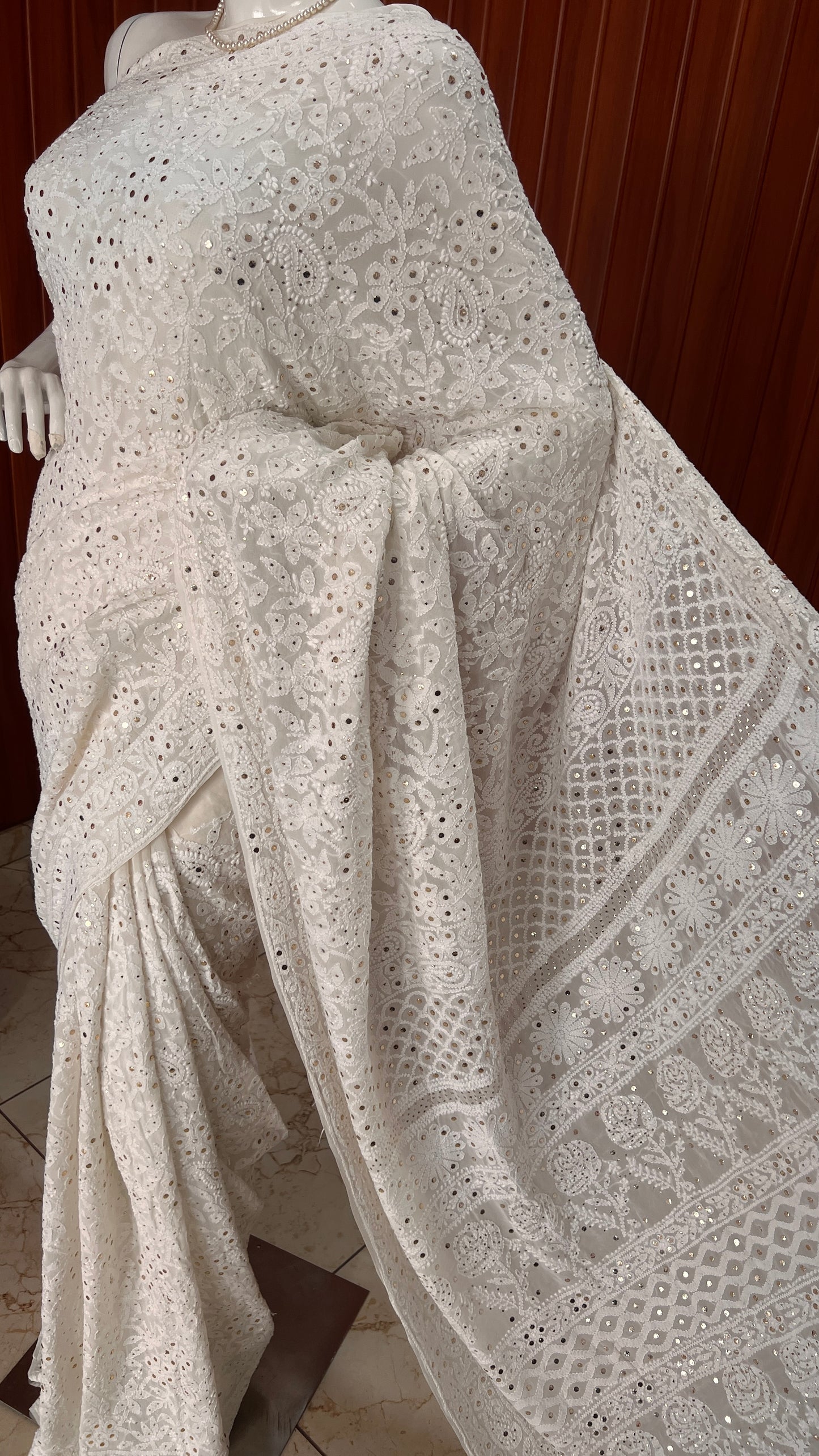 Ruhani Allover Chikankari and Mukaish Saree